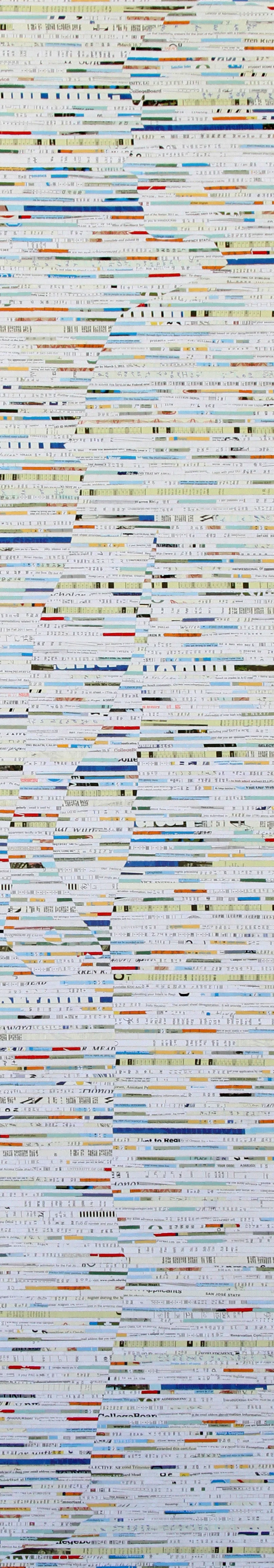Shreds No. 70, Warren, paper on panel, 75x12"