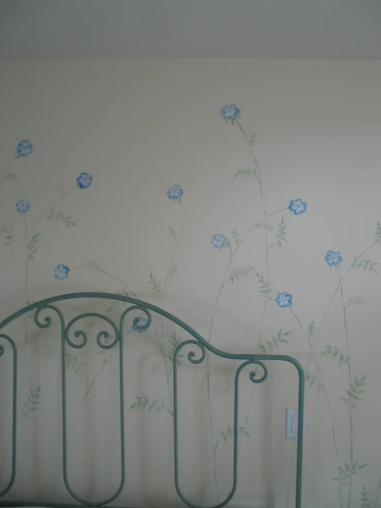 Glazed wall with flowers
