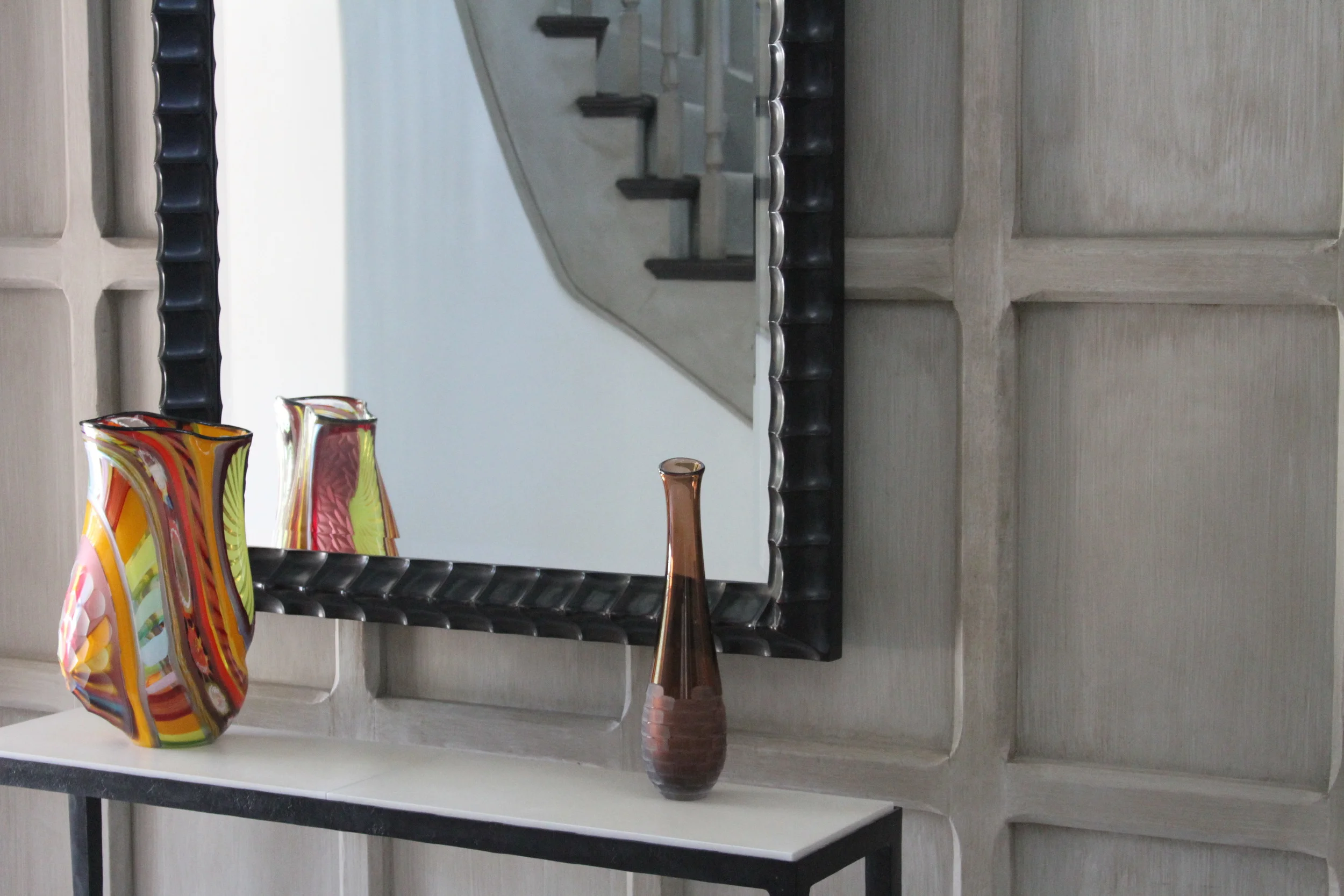 Glazed finish over oak paneling