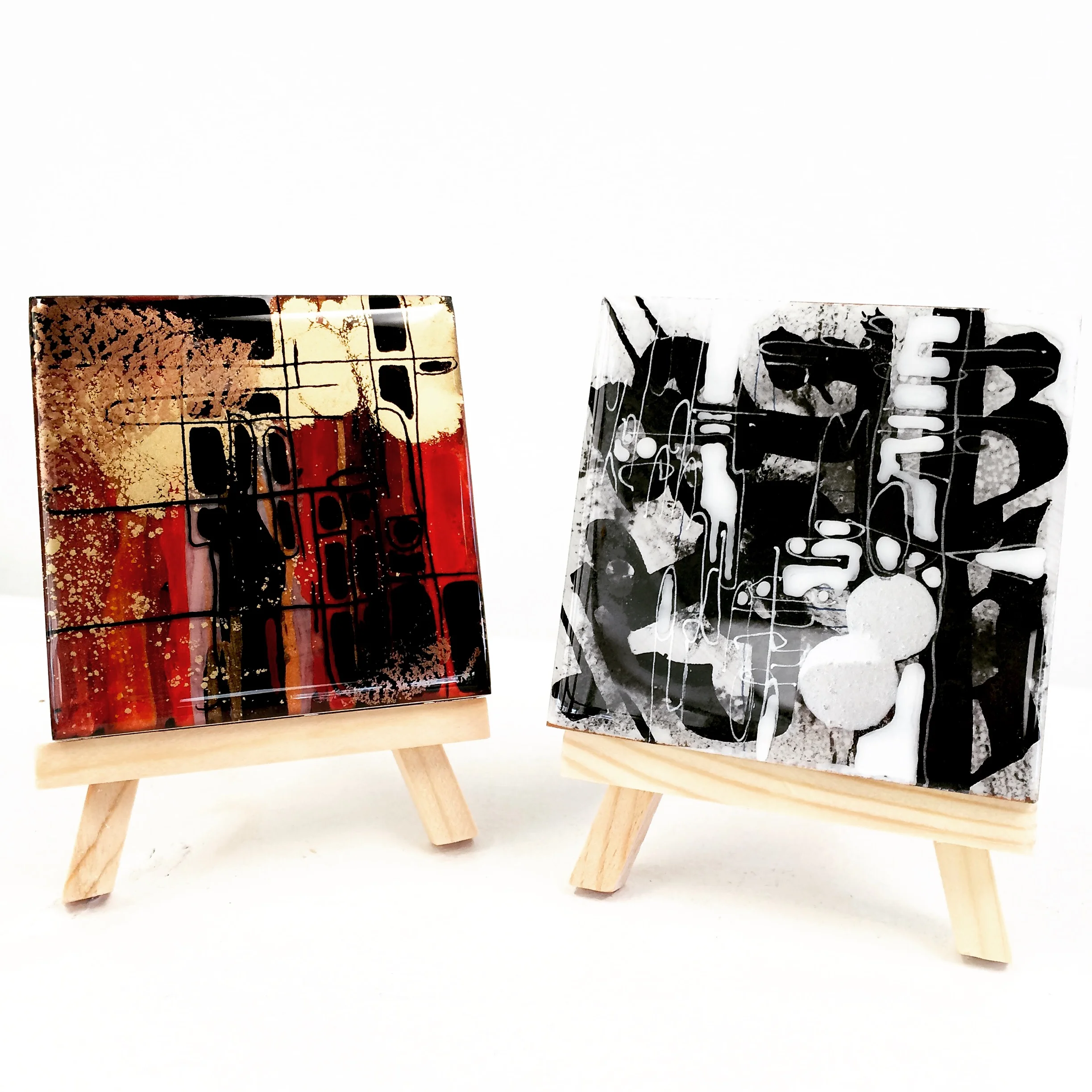 3x3" tiny acrylics with resin