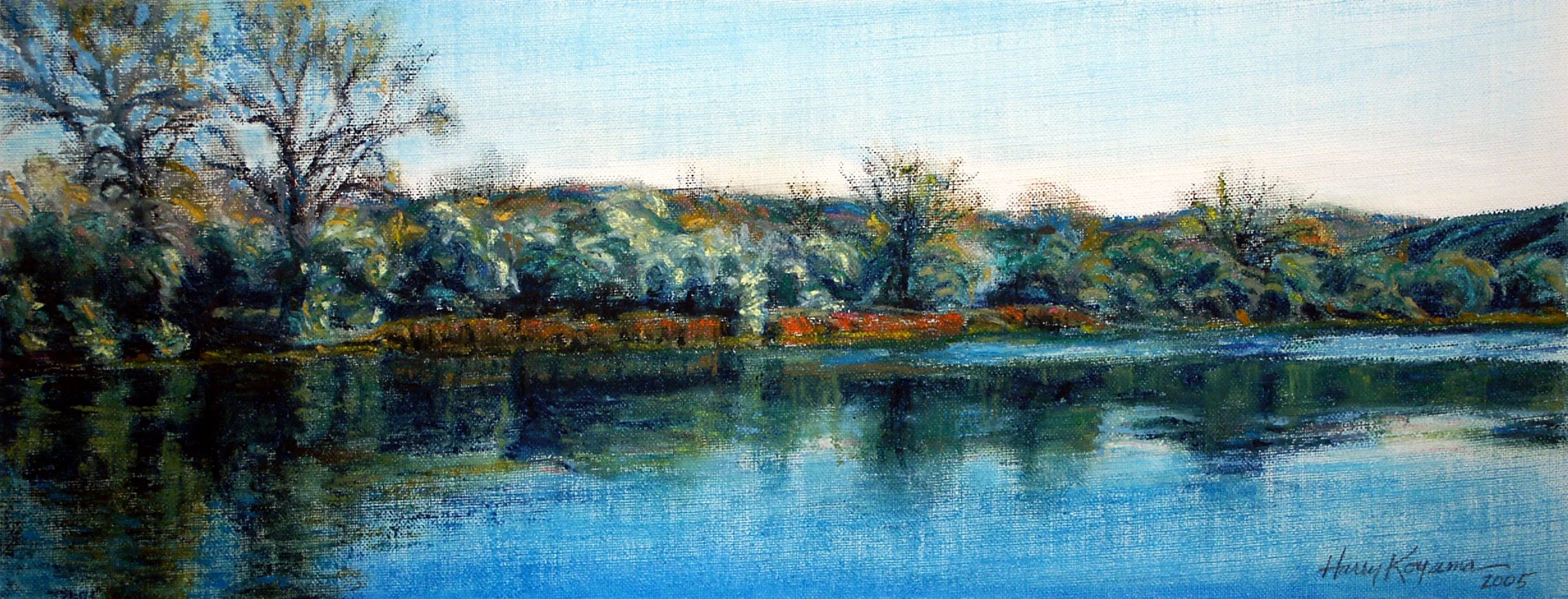 "Olive Trees At The Pond" 8" x 13" Oil