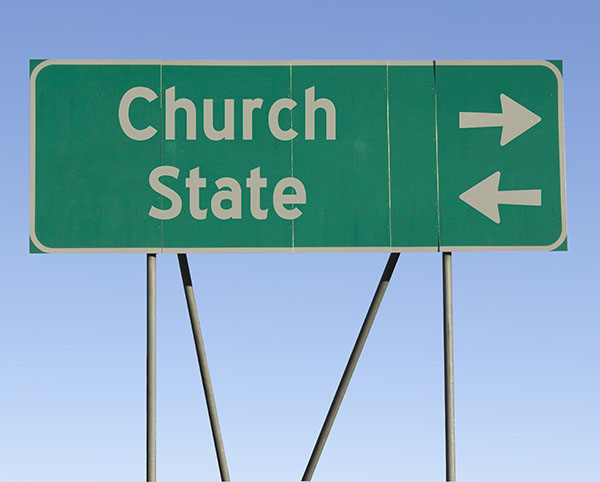 Church or state - road sign