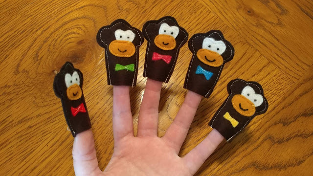 Five Monkeys Jumping on the Bed finger puppets