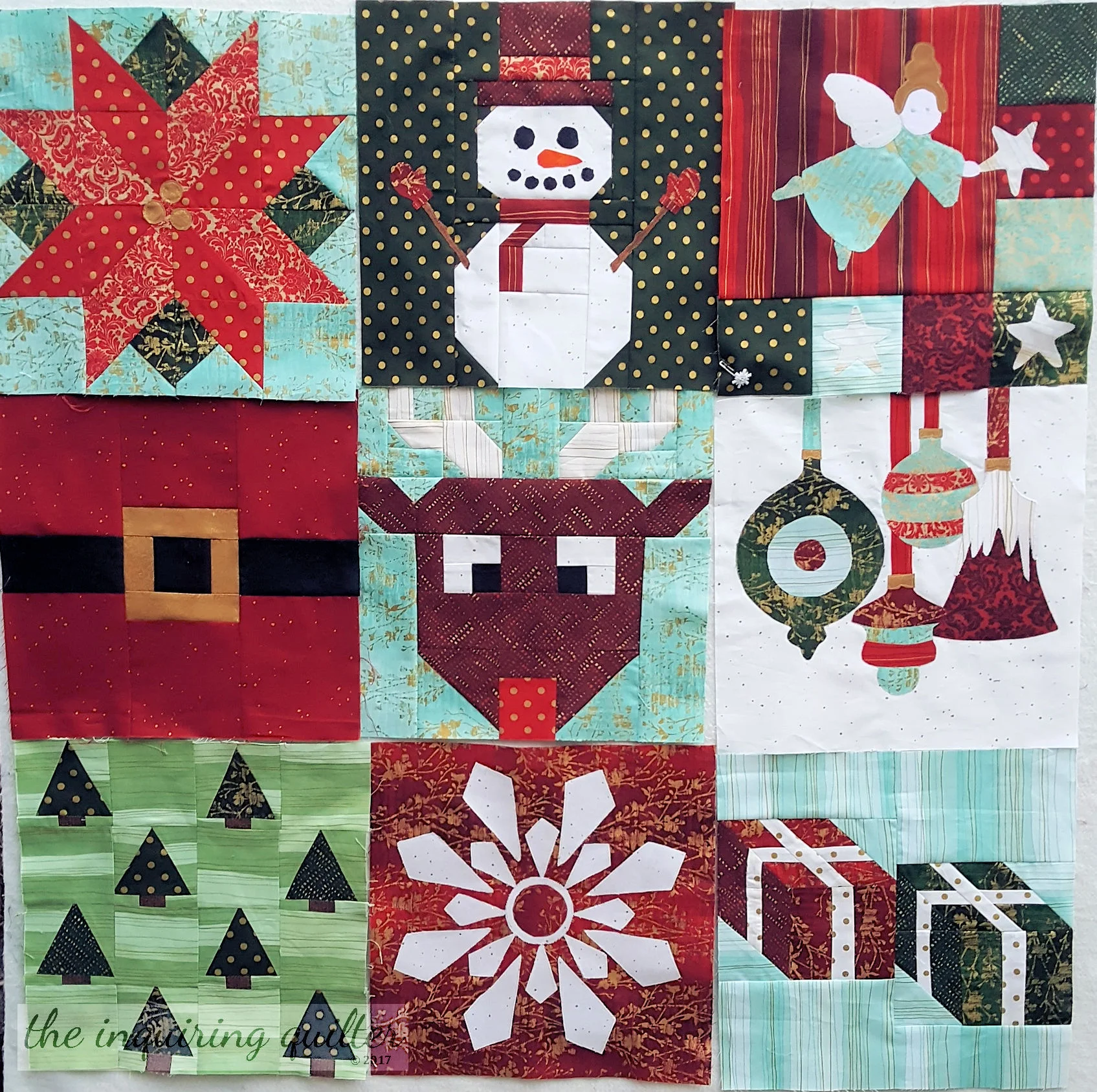 Blocks 1 through 9 - I Wish You a Merry Quilt Along