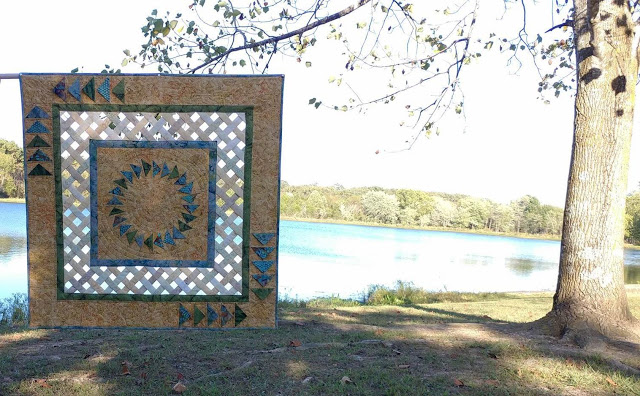 Laura's Autumn Lattice quilt from Week 36