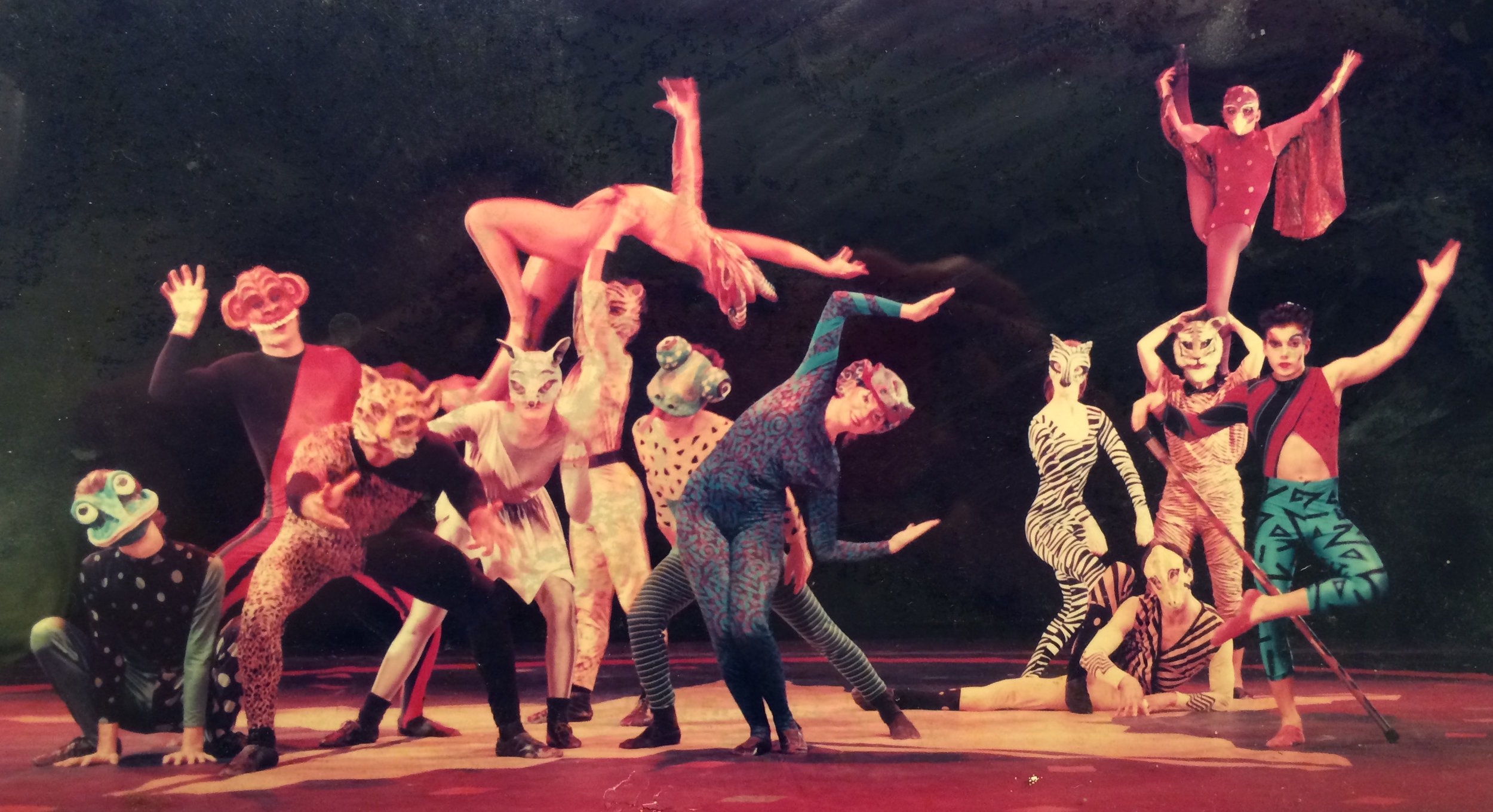 In the Pickle Family Circus Heather (featured center) performed West African Dance as a Cobra in a 'creation myth' in the show-opening-spectacle, called the "Charivari".
