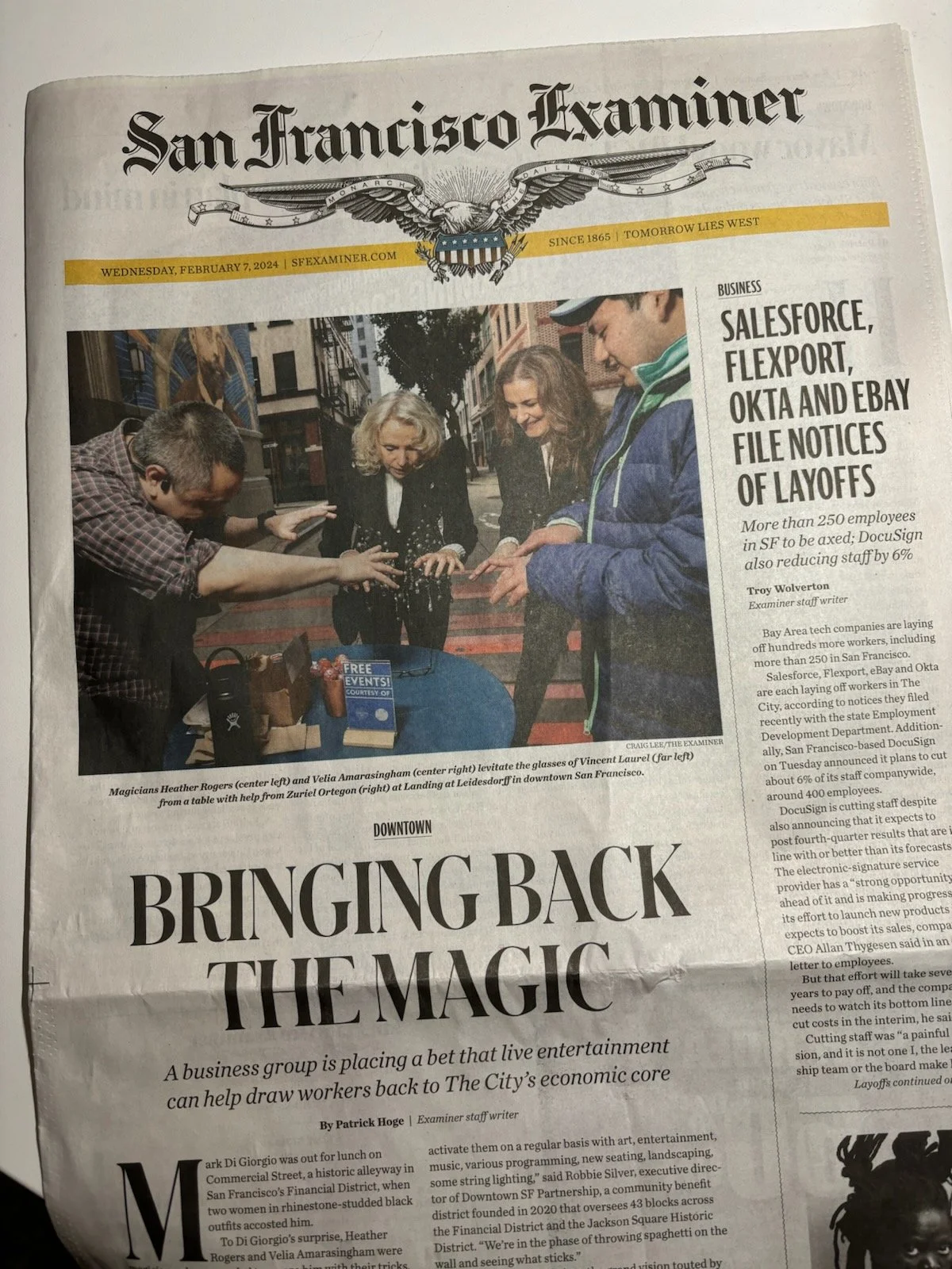 We made the cover of the San Francisco Examiner!