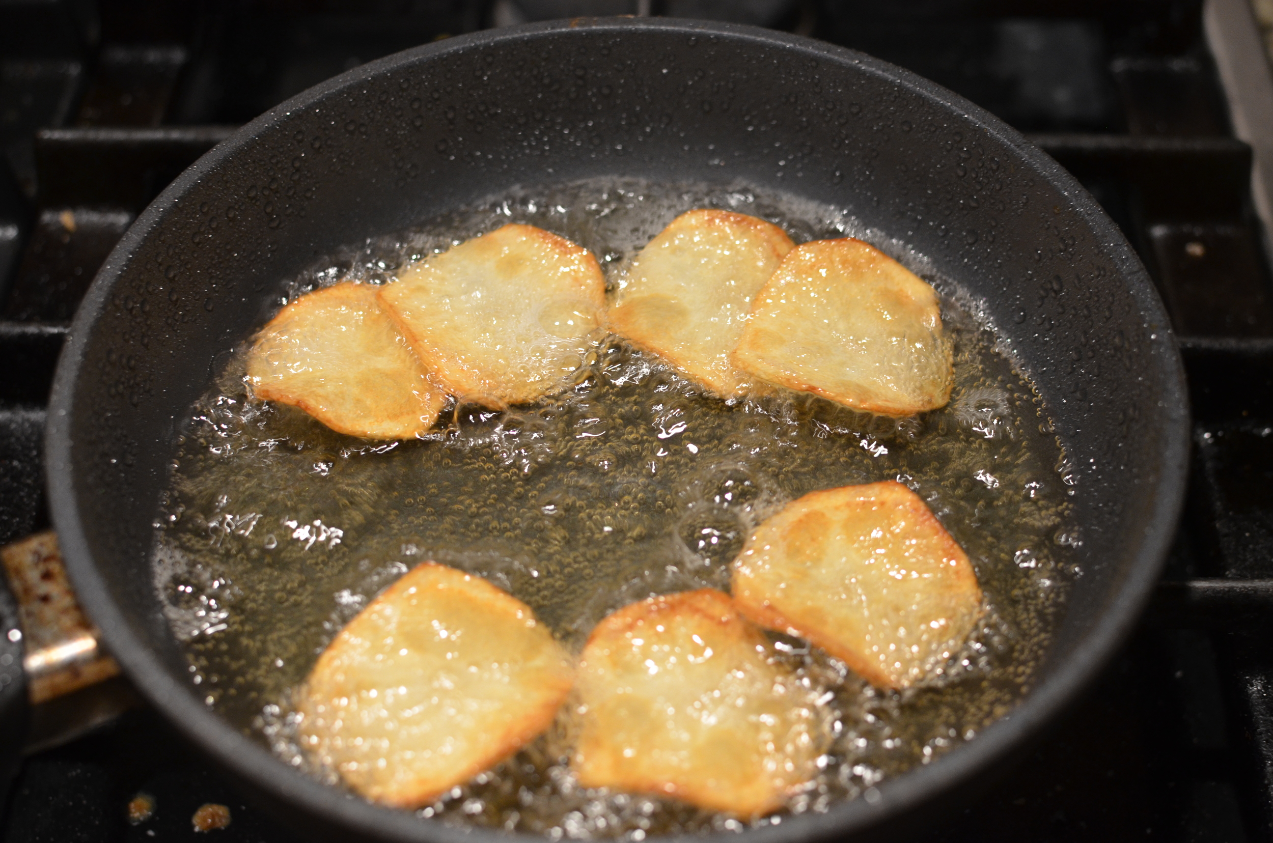 Continue frying on second side until they are nice and toasty all over. Don't let them go too long - they'll darken a bit as they cool.