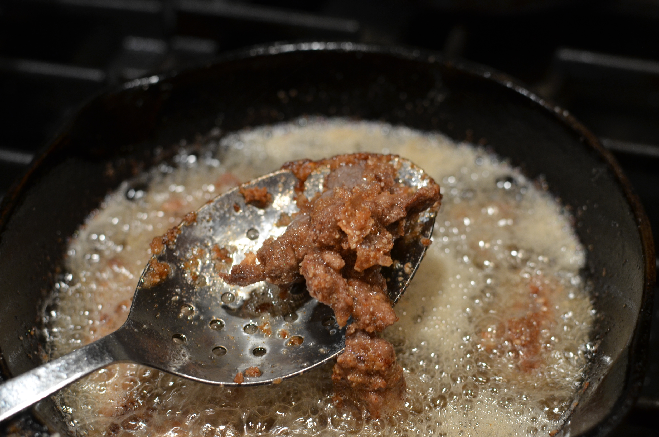 It's not necessary to cook the steak completely at this point.