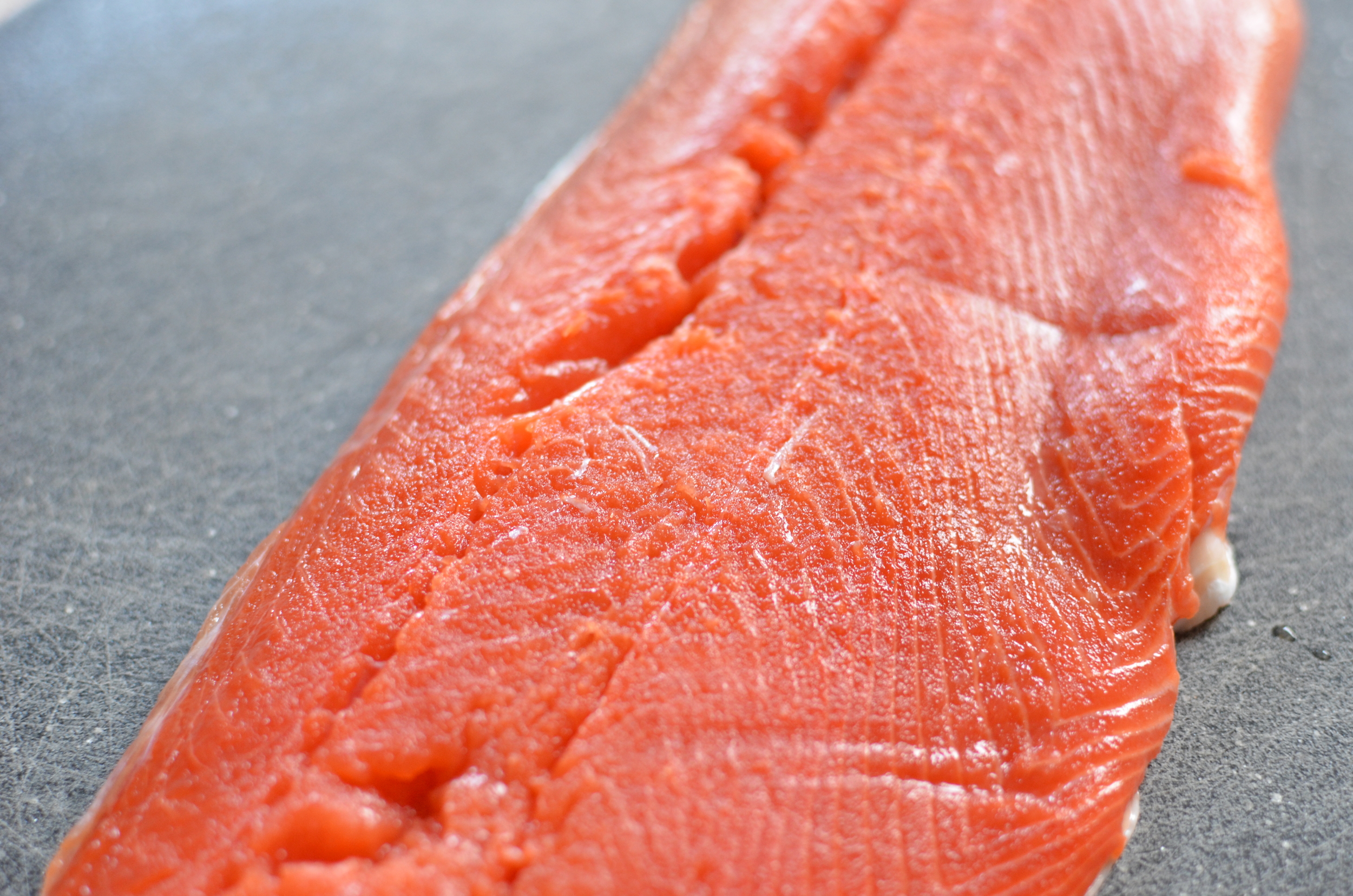 Start with a beautiful salmon fillet, pin bones removed (you can use individual portions if you prefer).