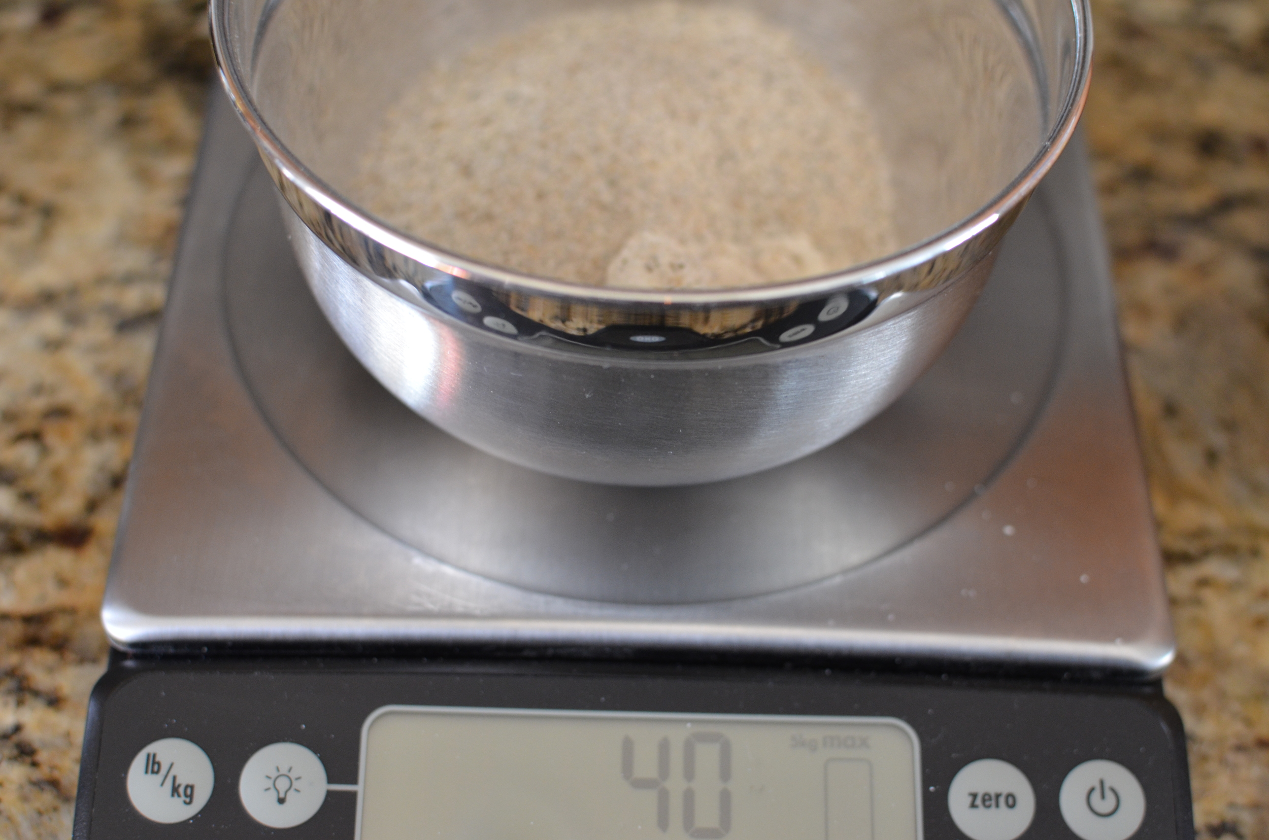 Okay, this recipe begins with a biga made with both flours.