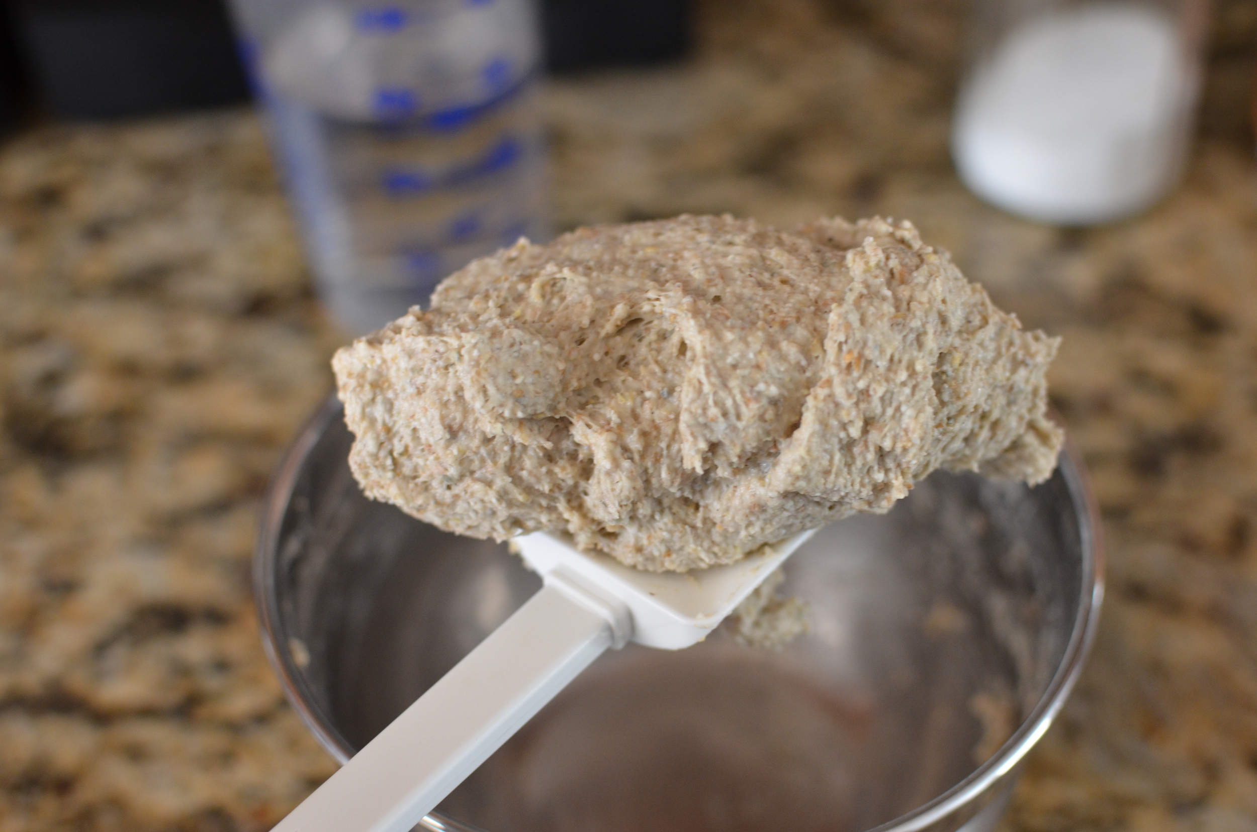 Stir to form a soft dough. The directions say, "stir for 3-5 minutes", but it's kind of weird to stir a solid mass for so long. I probably did it for a minute or so before I declared the step done.