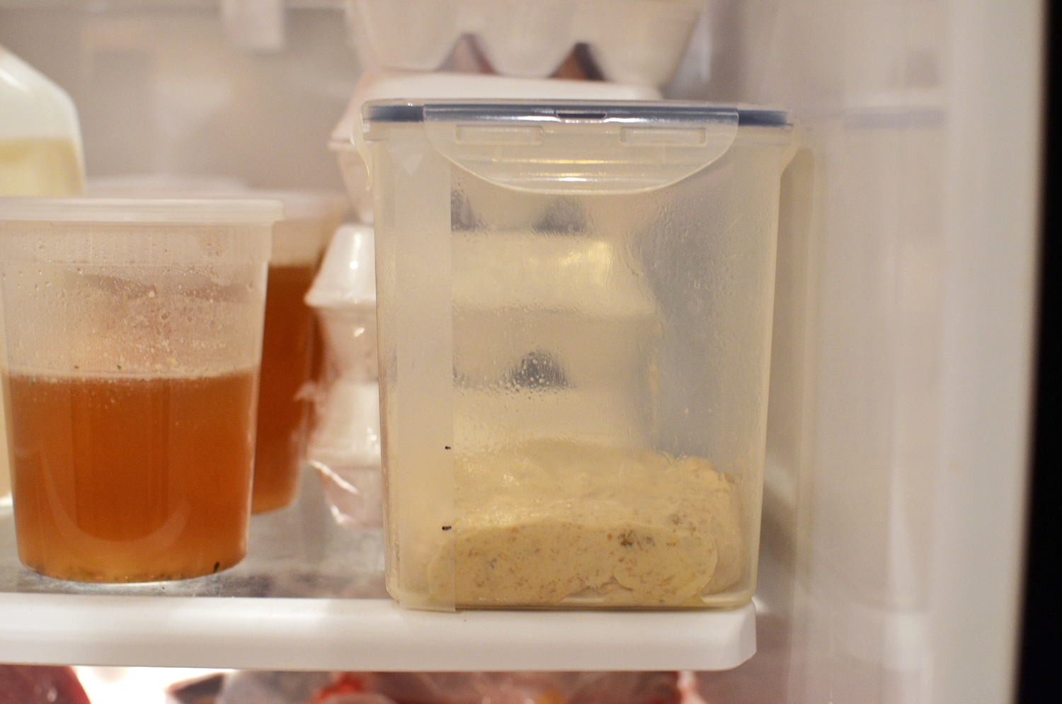 The dough is then returned to the 2-quart container and you can either let it double in size at room temperature for 45 - 60 minutes, or let it rest in the refrigerator overnight.