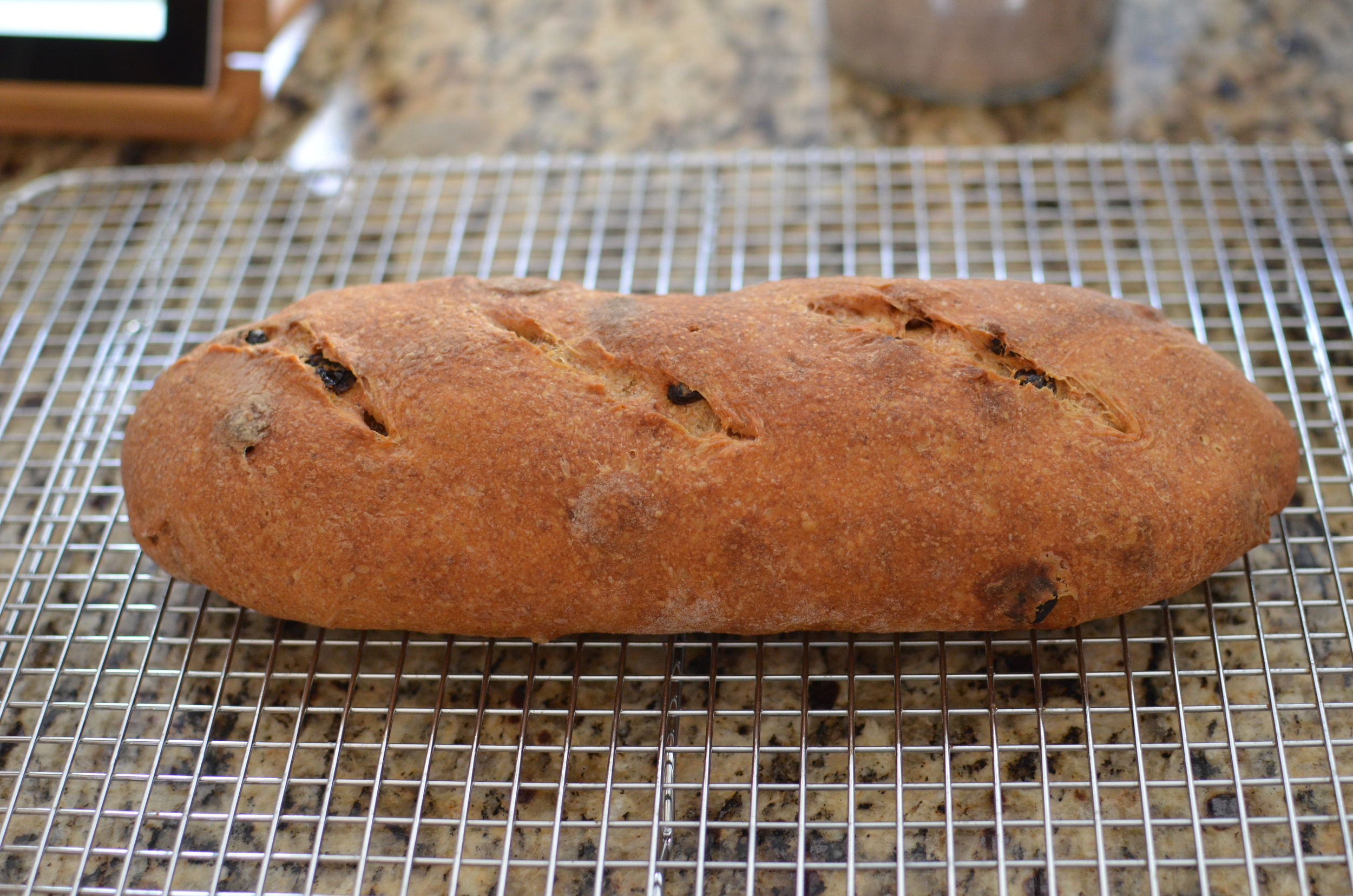 Cool the bread on a wire rack for 2 full hours before slicing. I liked the brown color achieved, but I was surprised the bread didn't rise a bit more in the oven.