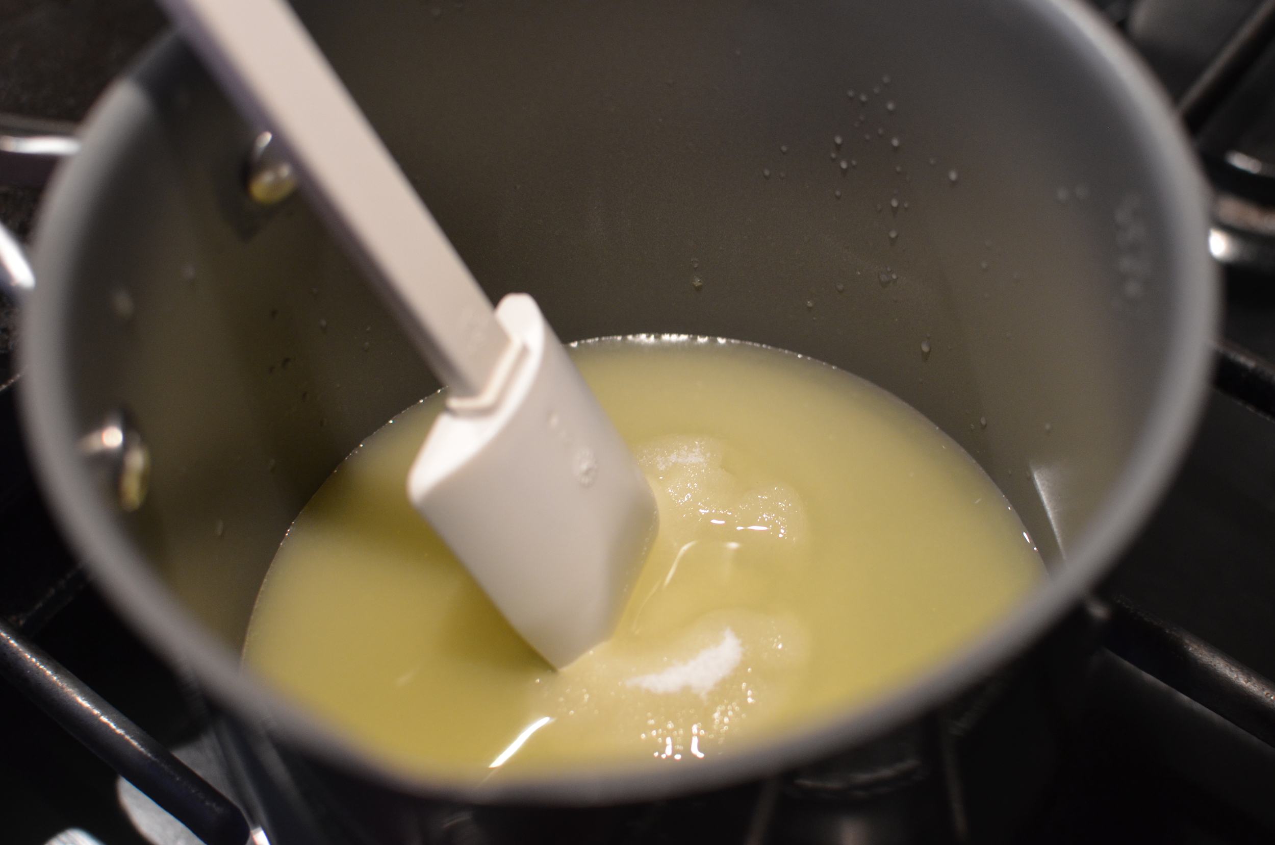 Combine the lemon juice and sugar together. I'm using Rose's caramel pot (I think I've used it for nearly every recipe so far).
