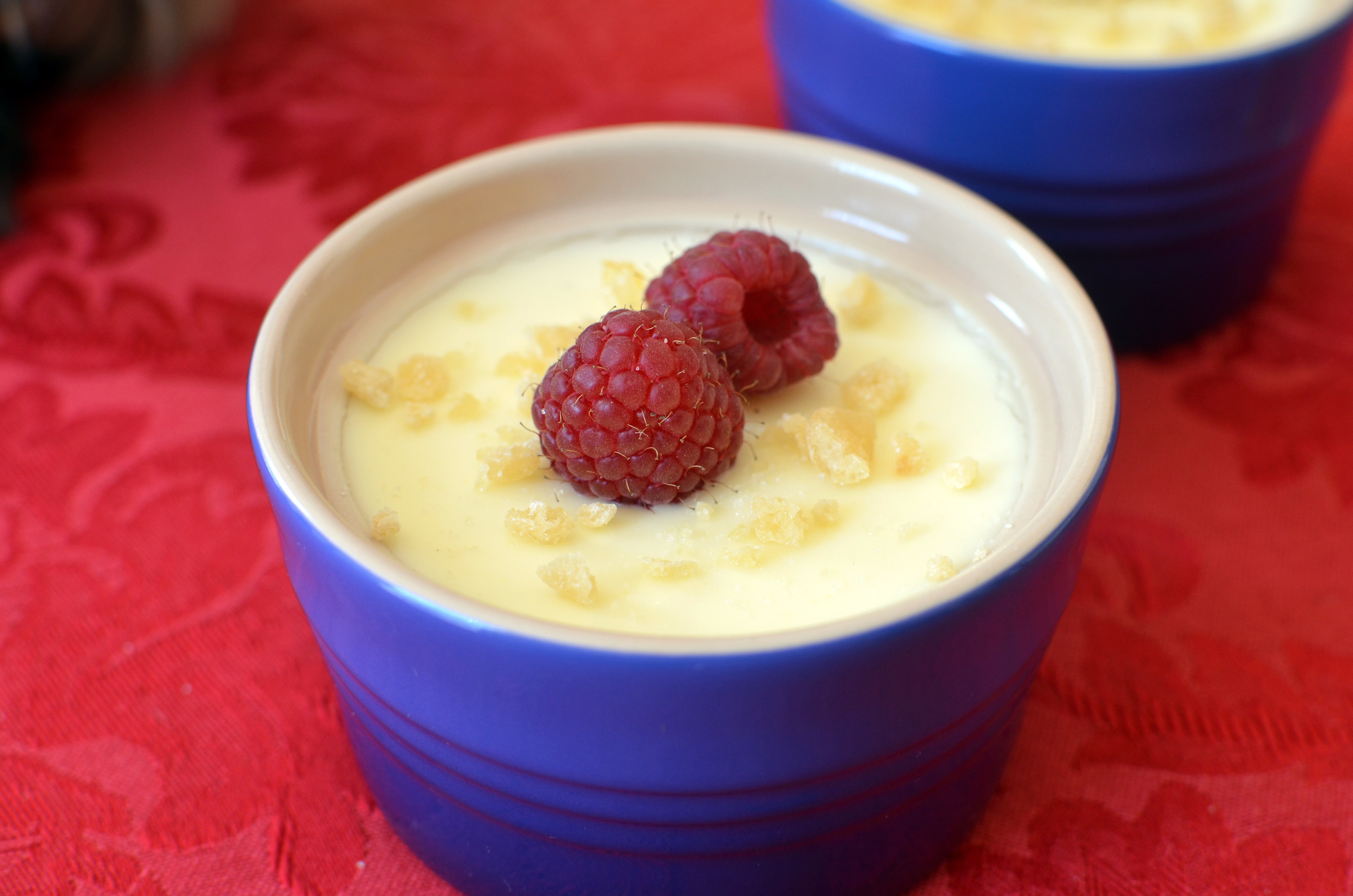 Chill for 4 hours and serve. I topped my possets with chopped candied lemon zest and fresh raspberries. They were amazing!