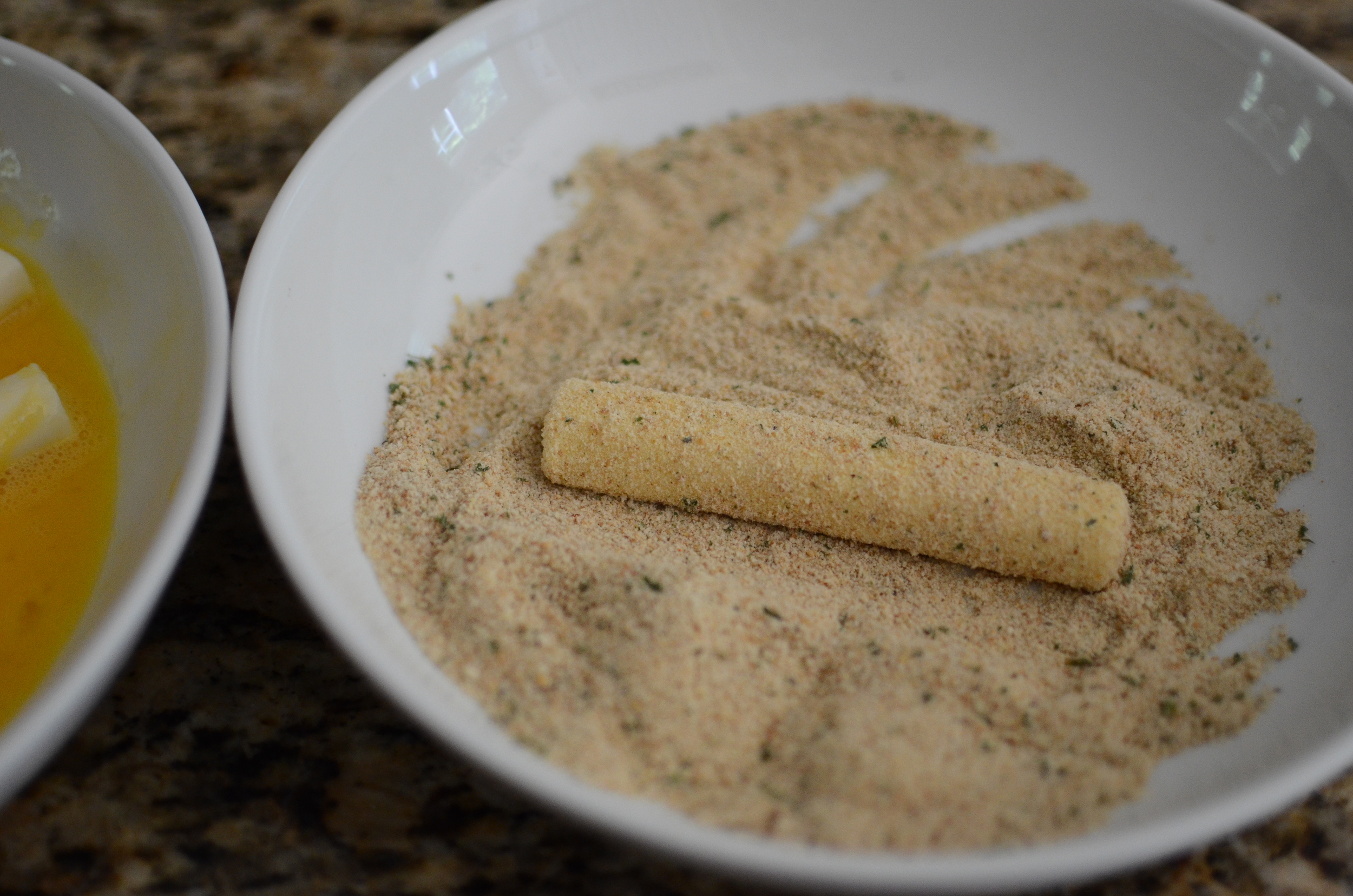 Then coat with Italian seasoned breadcrumbs. 