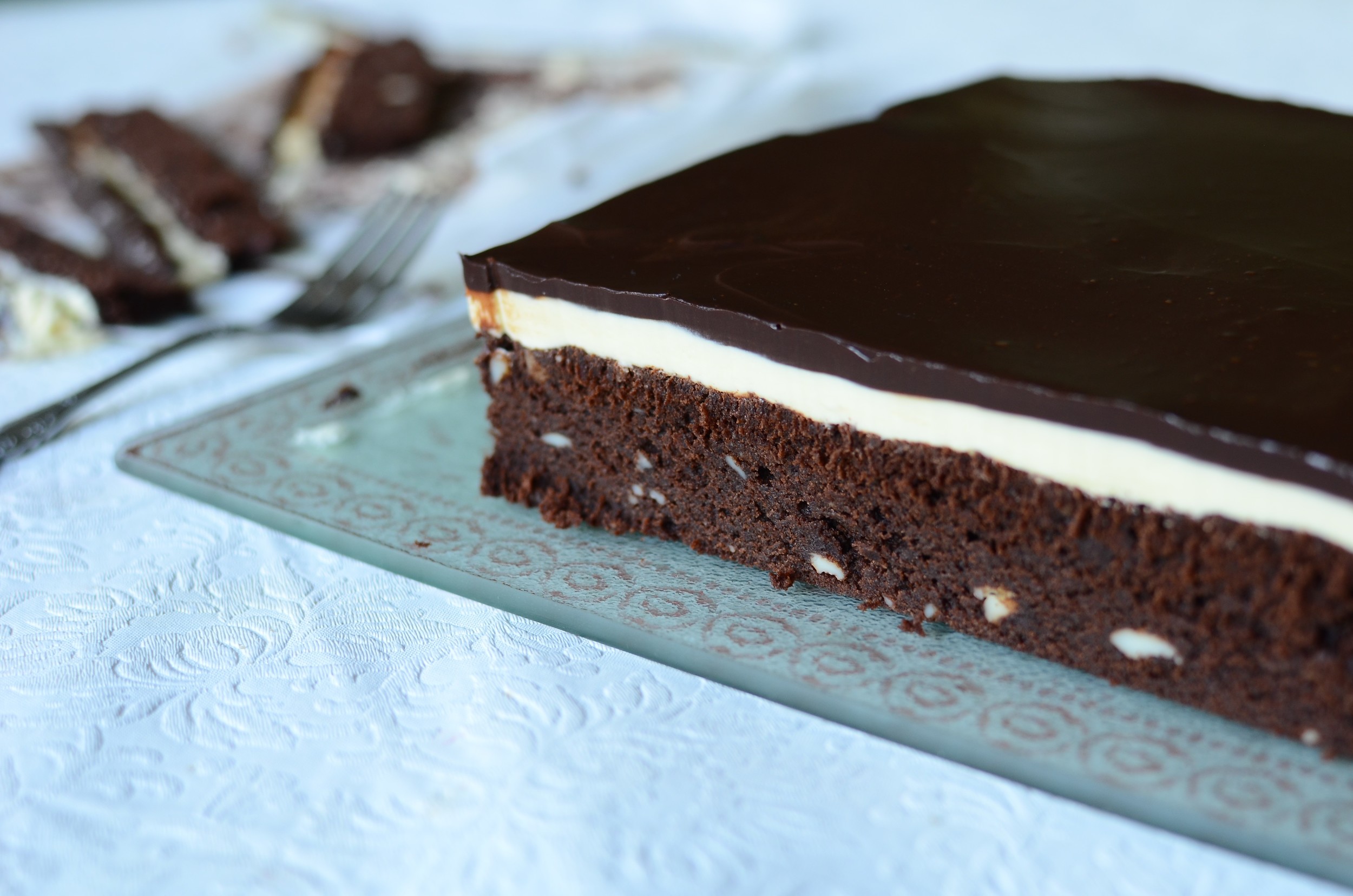 Darn cream cheese blobs - Grrr. I suppose the blobs wouldn't be as noticeable if I had added nuts to the brownie batter. Oh well, the overall flavor is phenomenal so that's a win. 