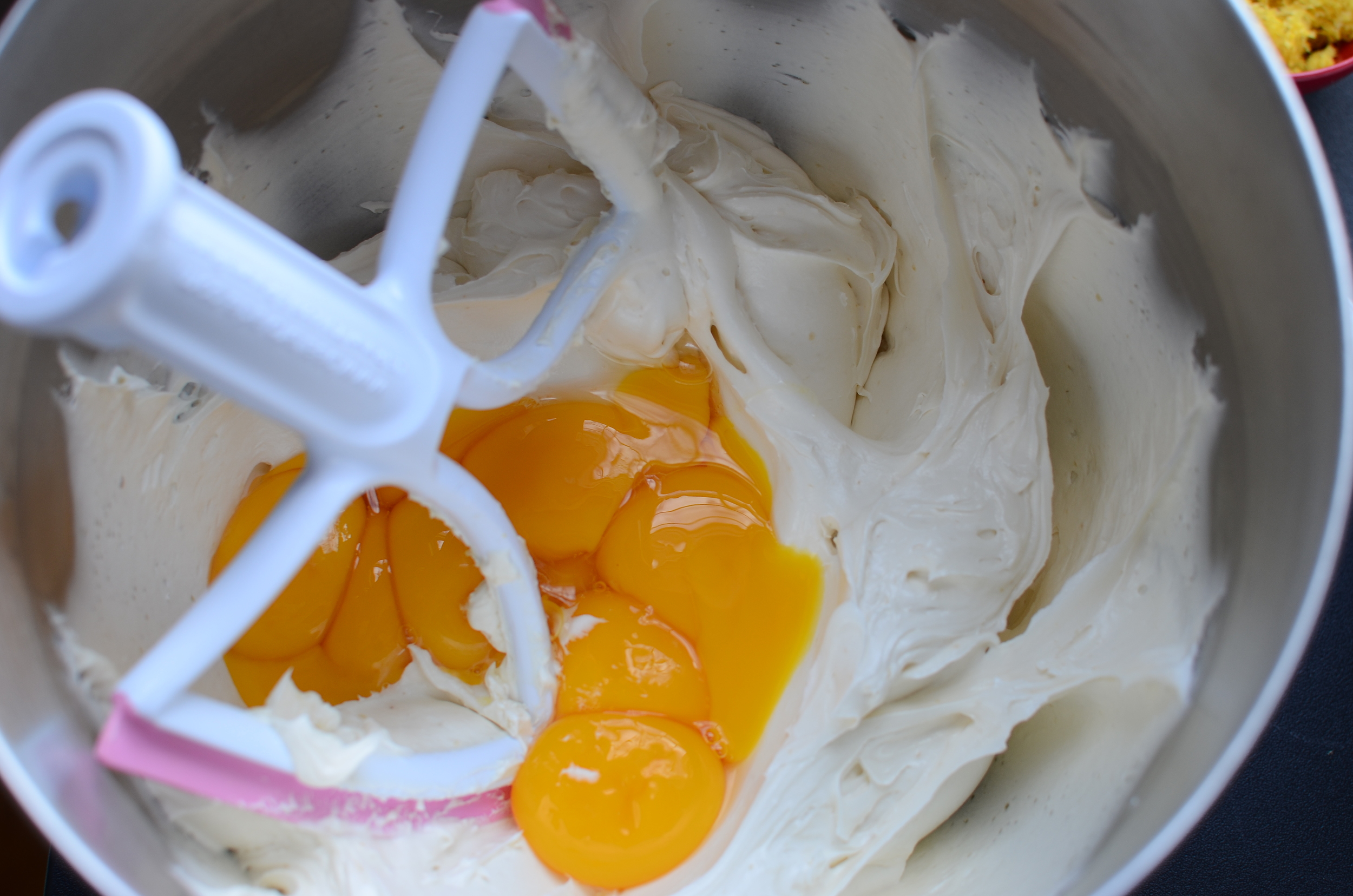 Time to add the egg yolks...