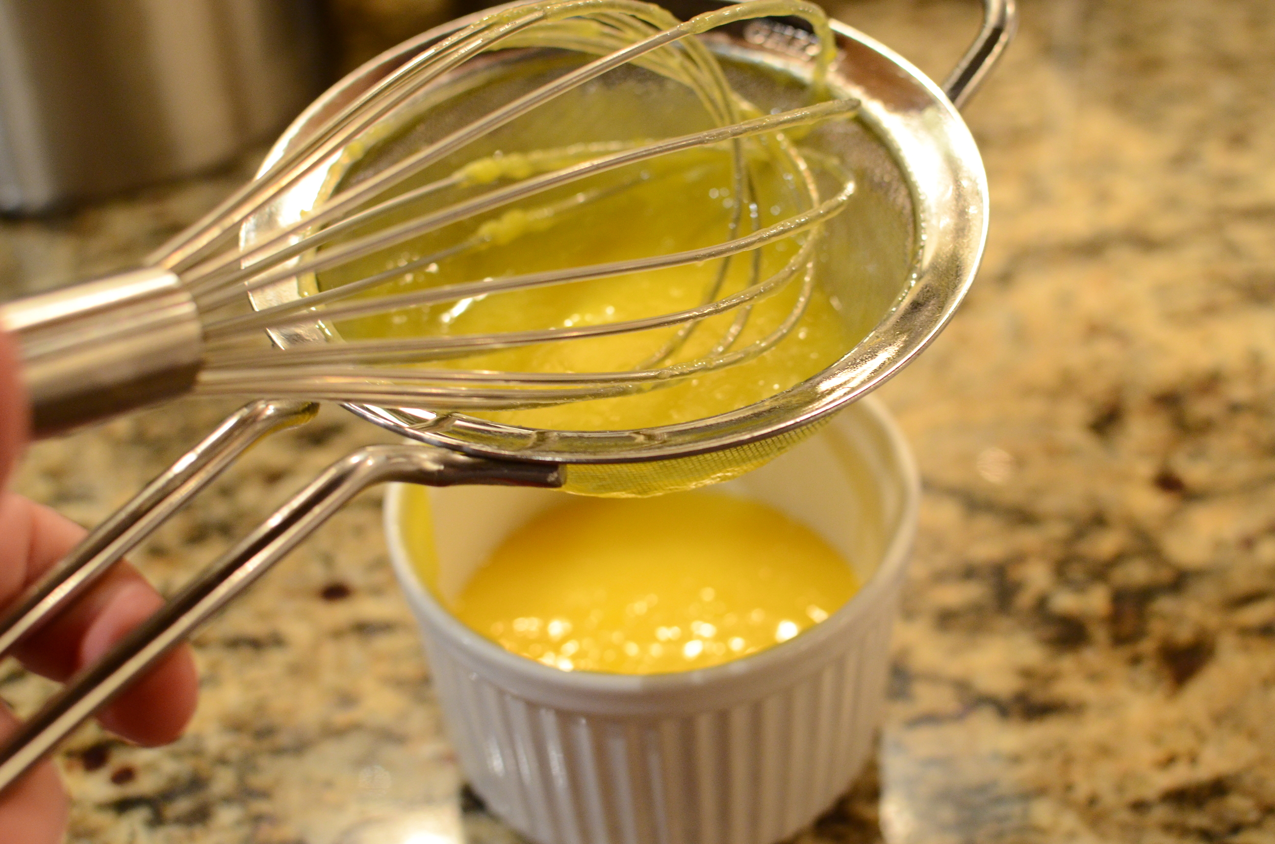 Then I strained it and spread it on my cheesecake before it went into the fridge to chill.