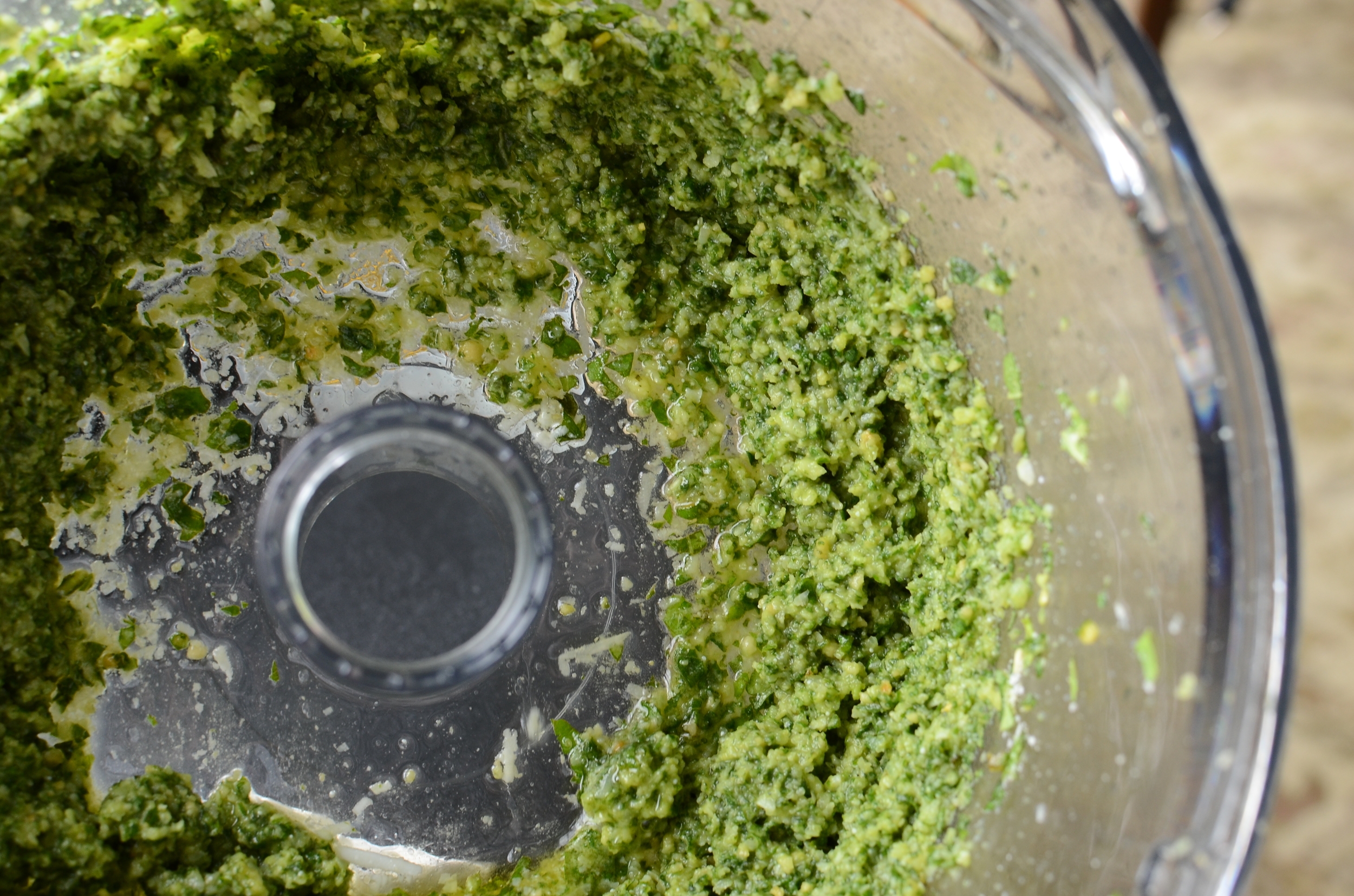 Recipe and photos for making fresh basil pesto