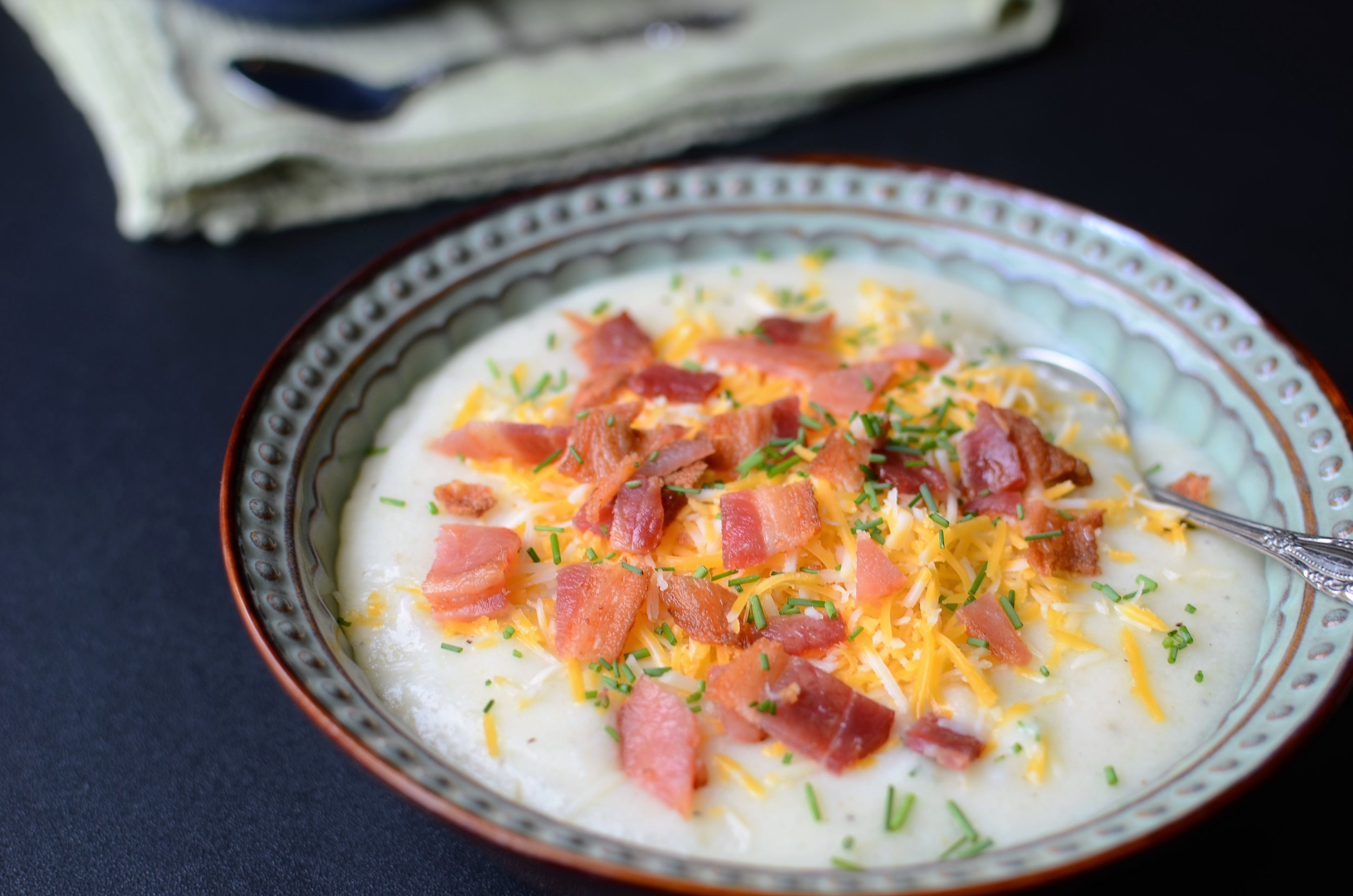 Skinny Loaded Potato Soup Recipe with How-To Photos