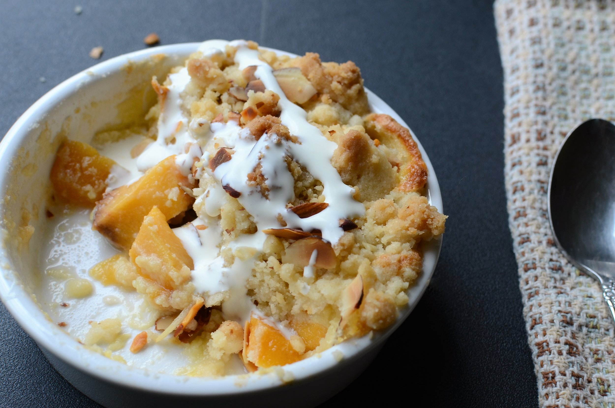 Peaches and Cream Crumble Recipe with How-To Photos