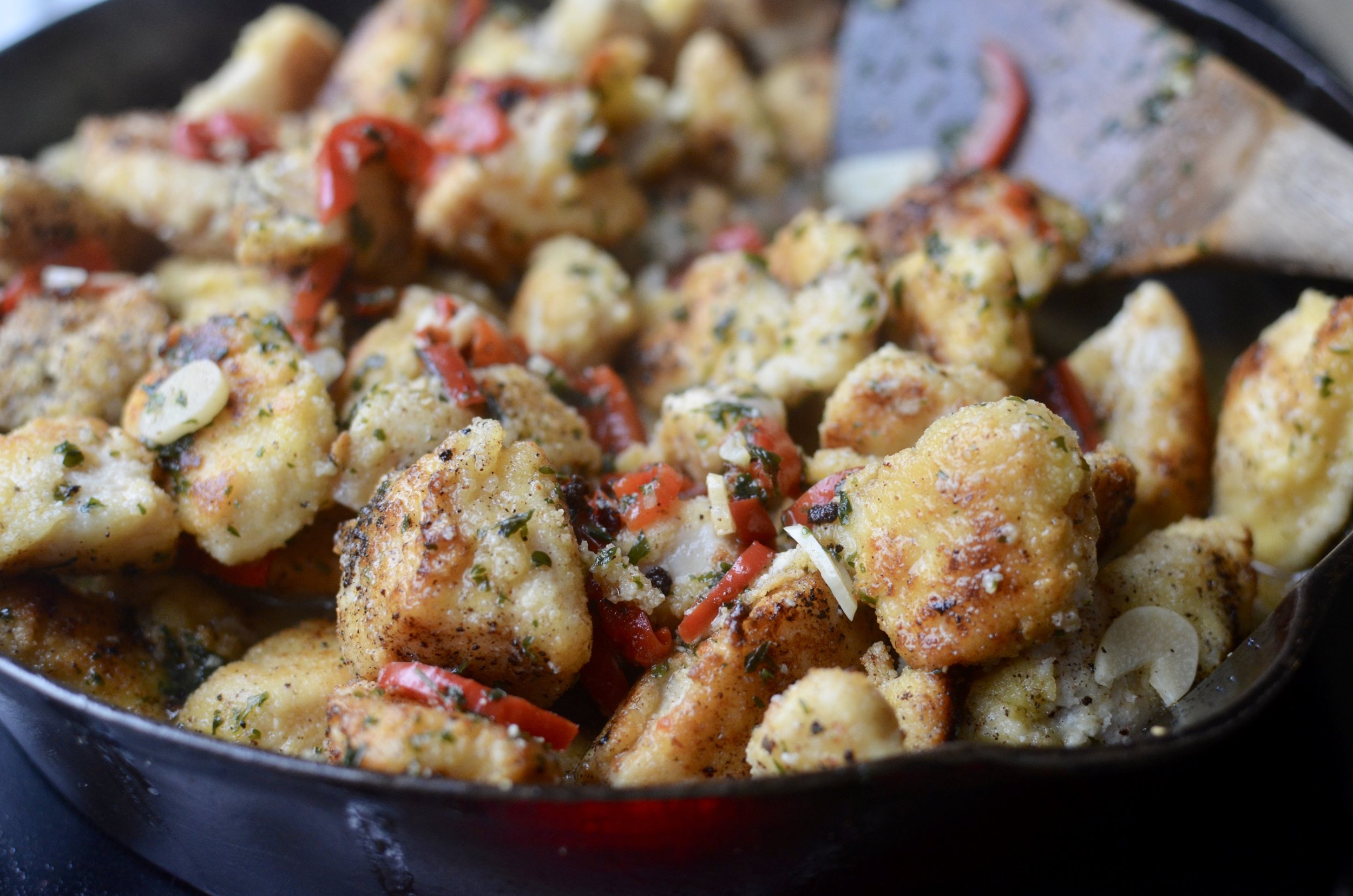 Keto chicken scampi recipe with how-to photos. Gluten-free, low-carb, Keto-friendly chicken recipe.