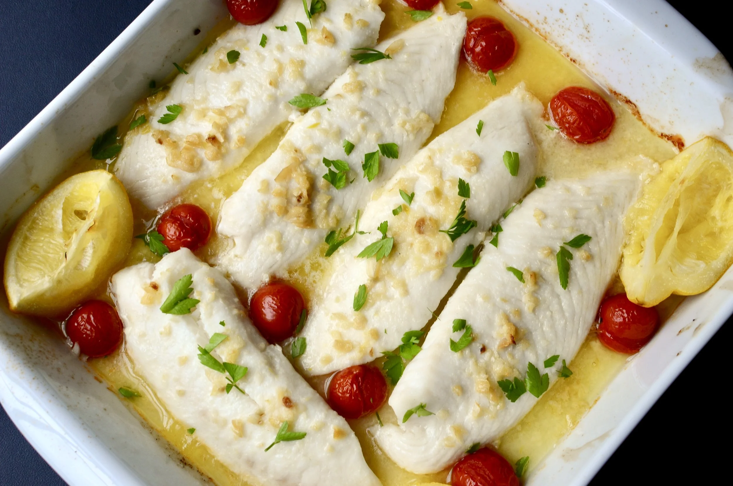Baked Cod with Butter Sauce