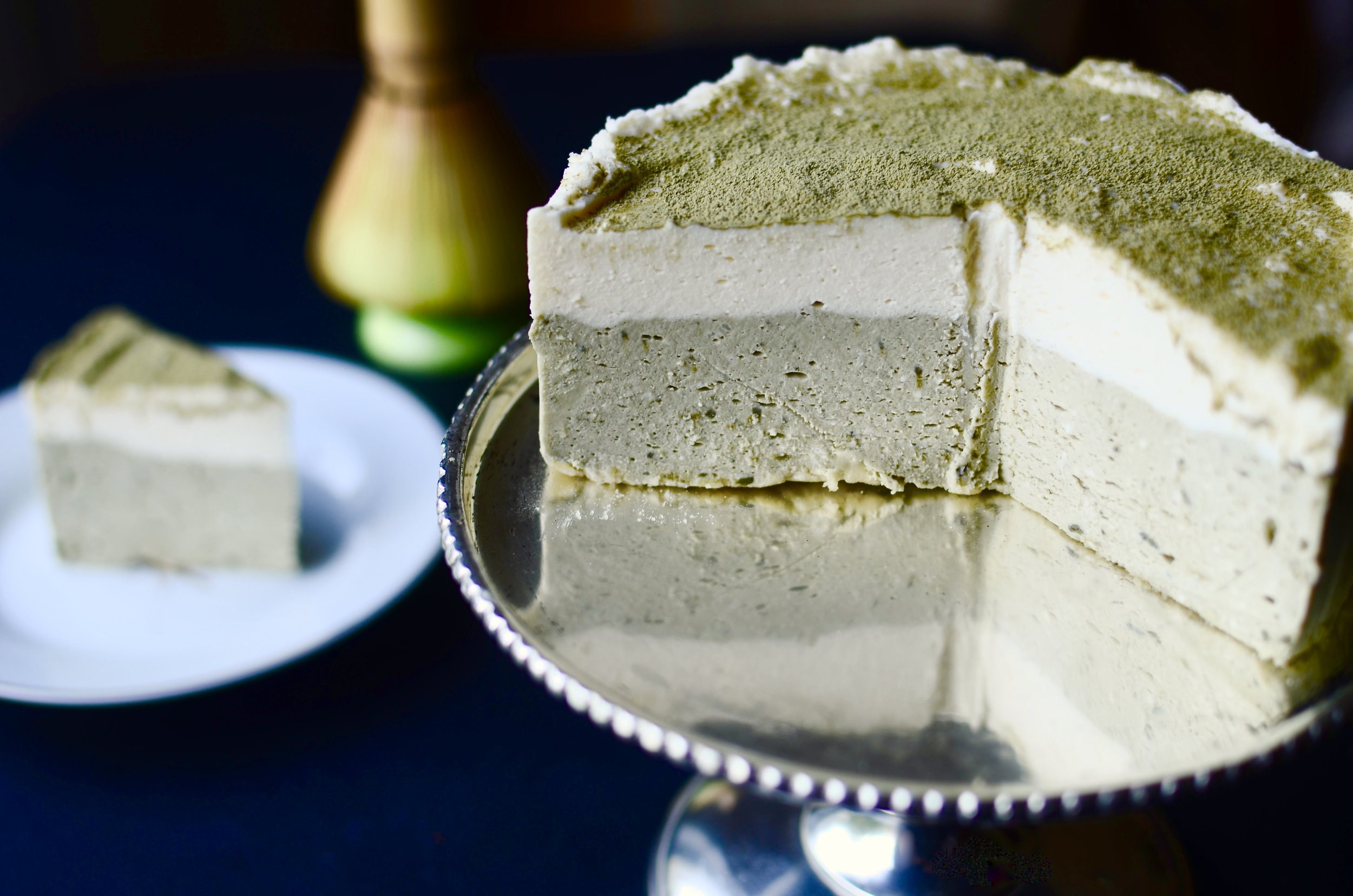 ButterYum - Japanese No-Bake Matcha Cheesecake. matcha cheesecake recipe. no bake matcha dessert recipe. how to make matcha dessert.