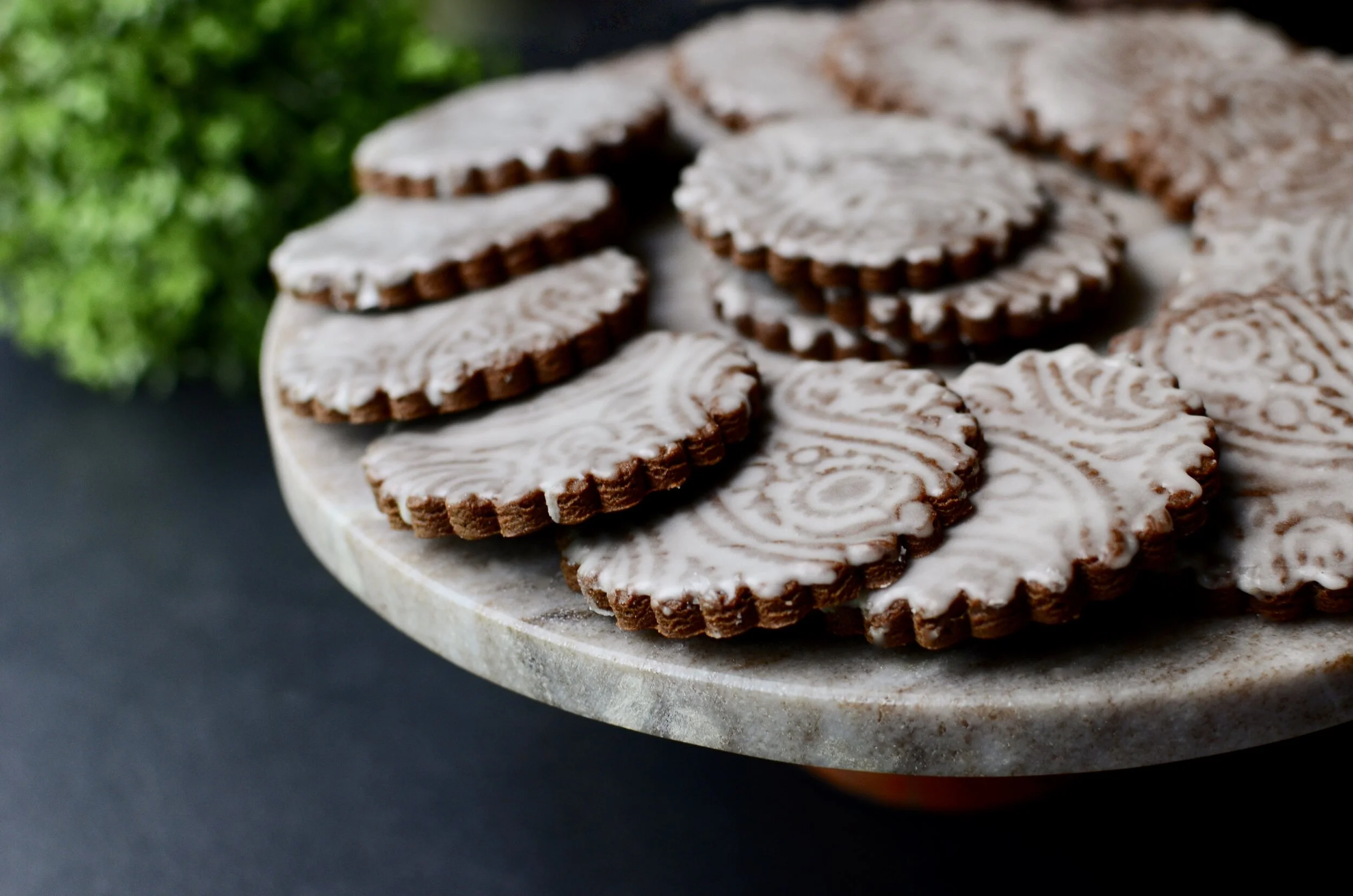 Embossed Spice Cookies with Butter Rum Glaze