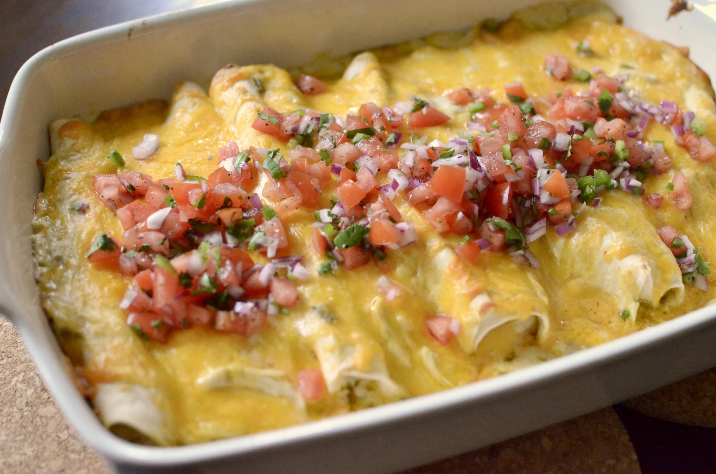Creamy Green Chicken Enchiladas