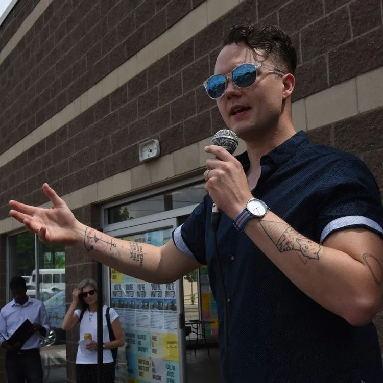 Speaking at the opening of SpringBOX. Photo by Sean Smuda
