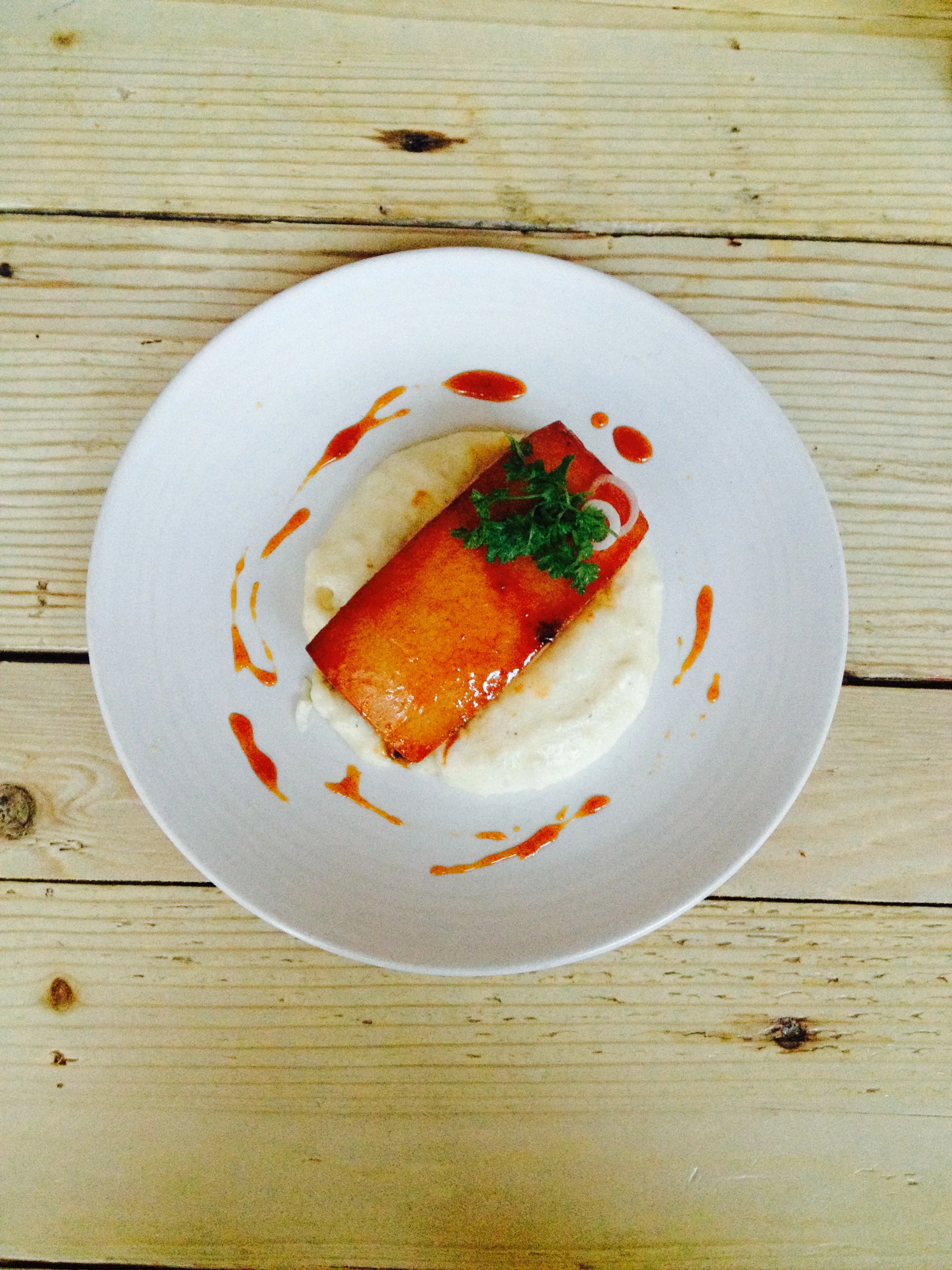 Maple pimenton Pork Belly on Johnny cake polenta