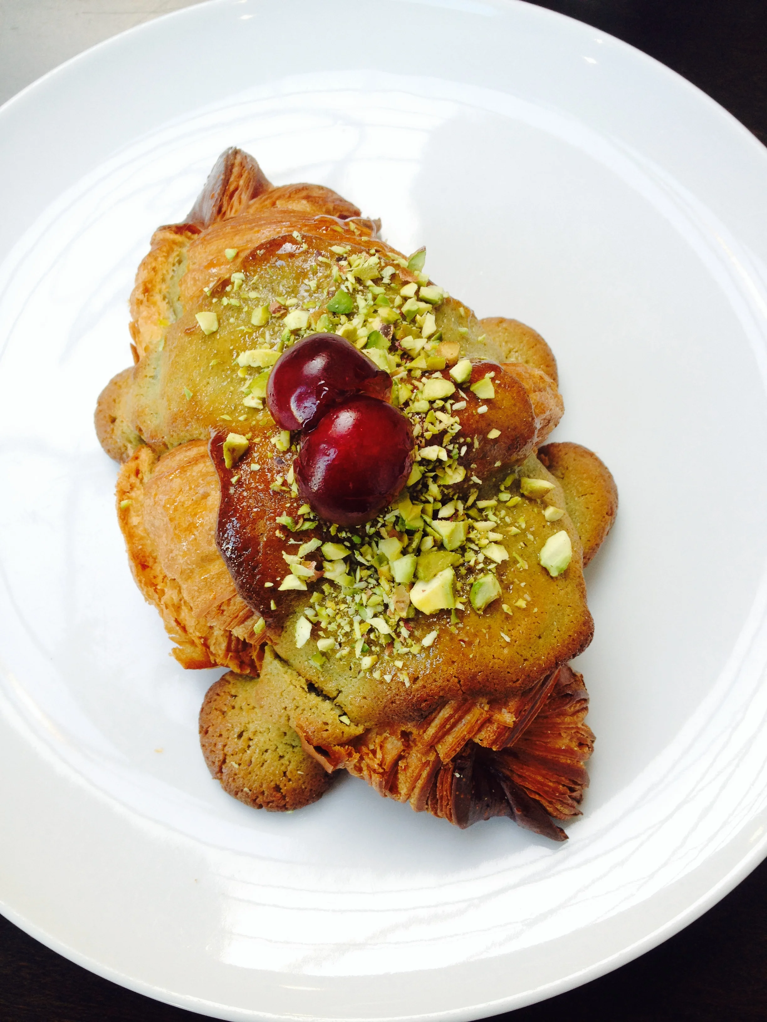 Twice-baked pistachio croissant