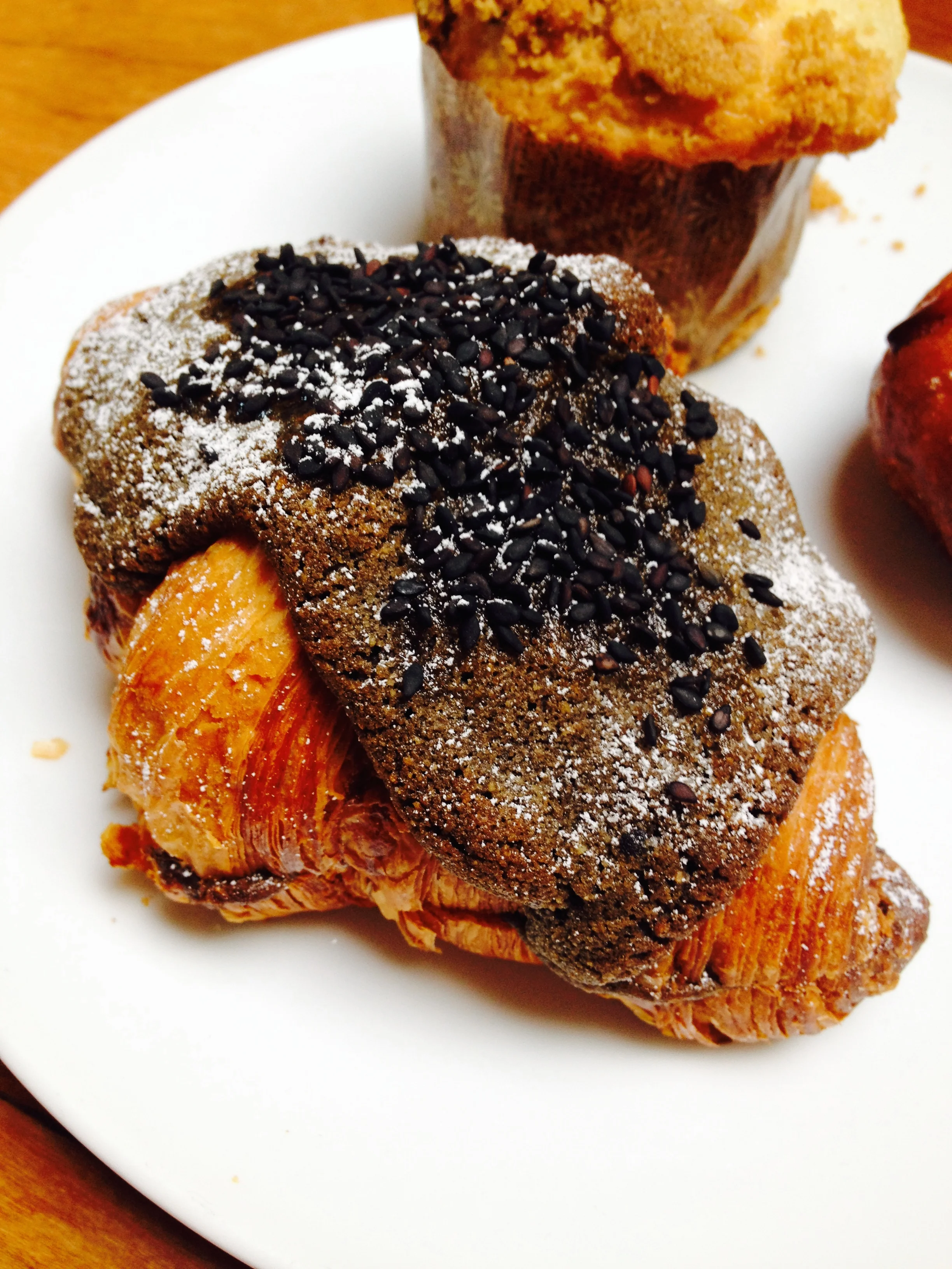 Twice-baked black sesame croissant.