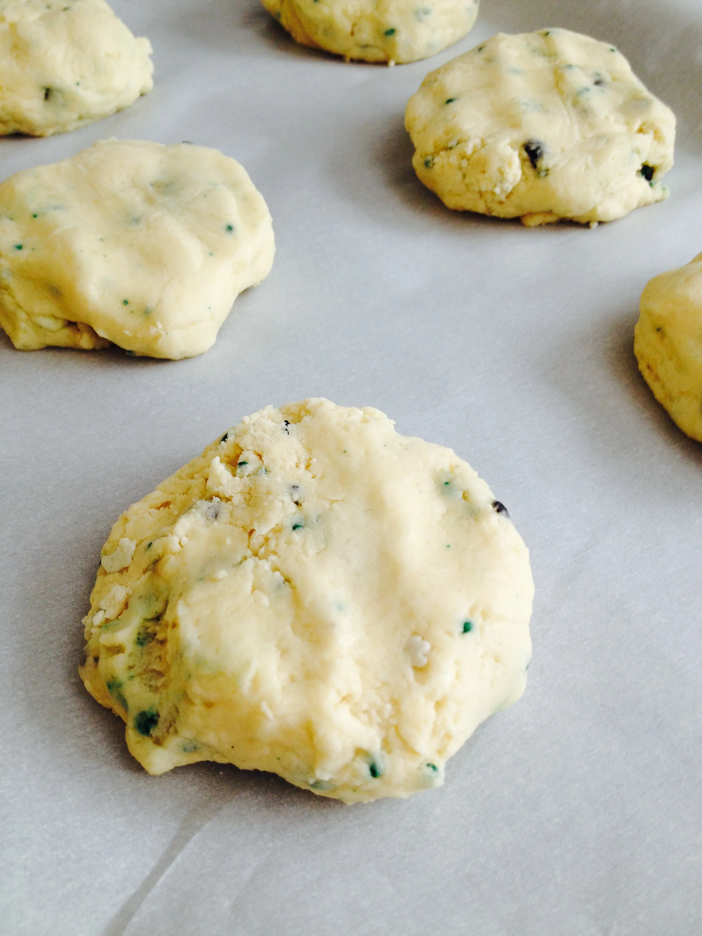 Giant cookies ready for the oven.
