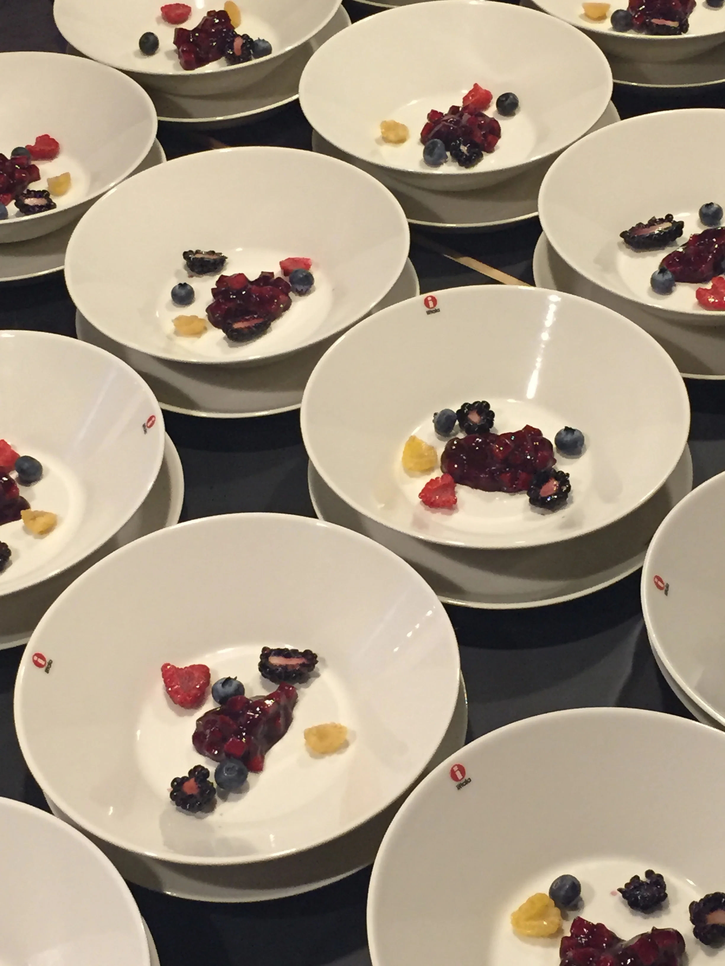 Plates awaiting Spruce Ice Cream!