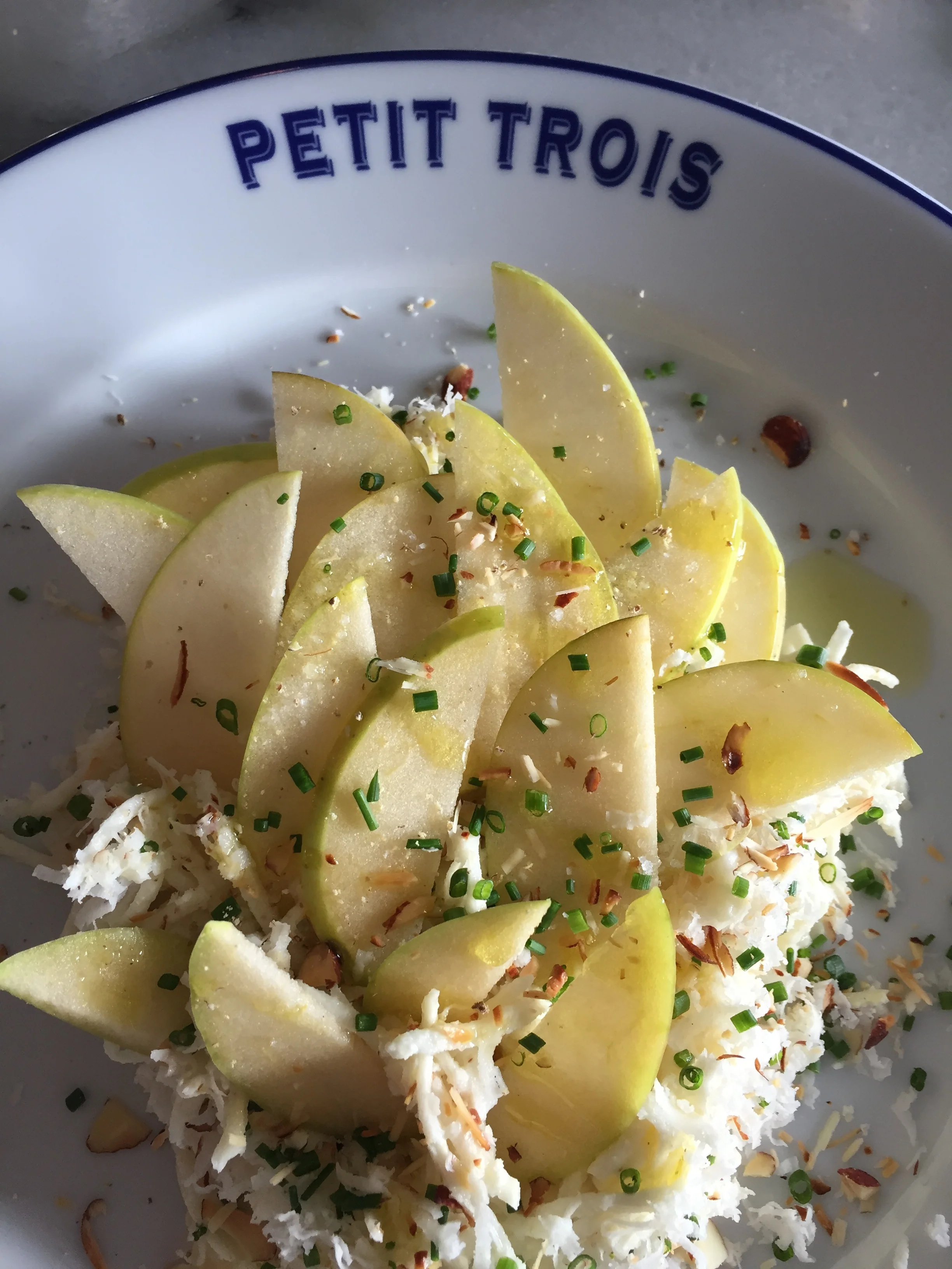 Celery Root Remoulade with almonds, apple, and freshly shaved horseradish.