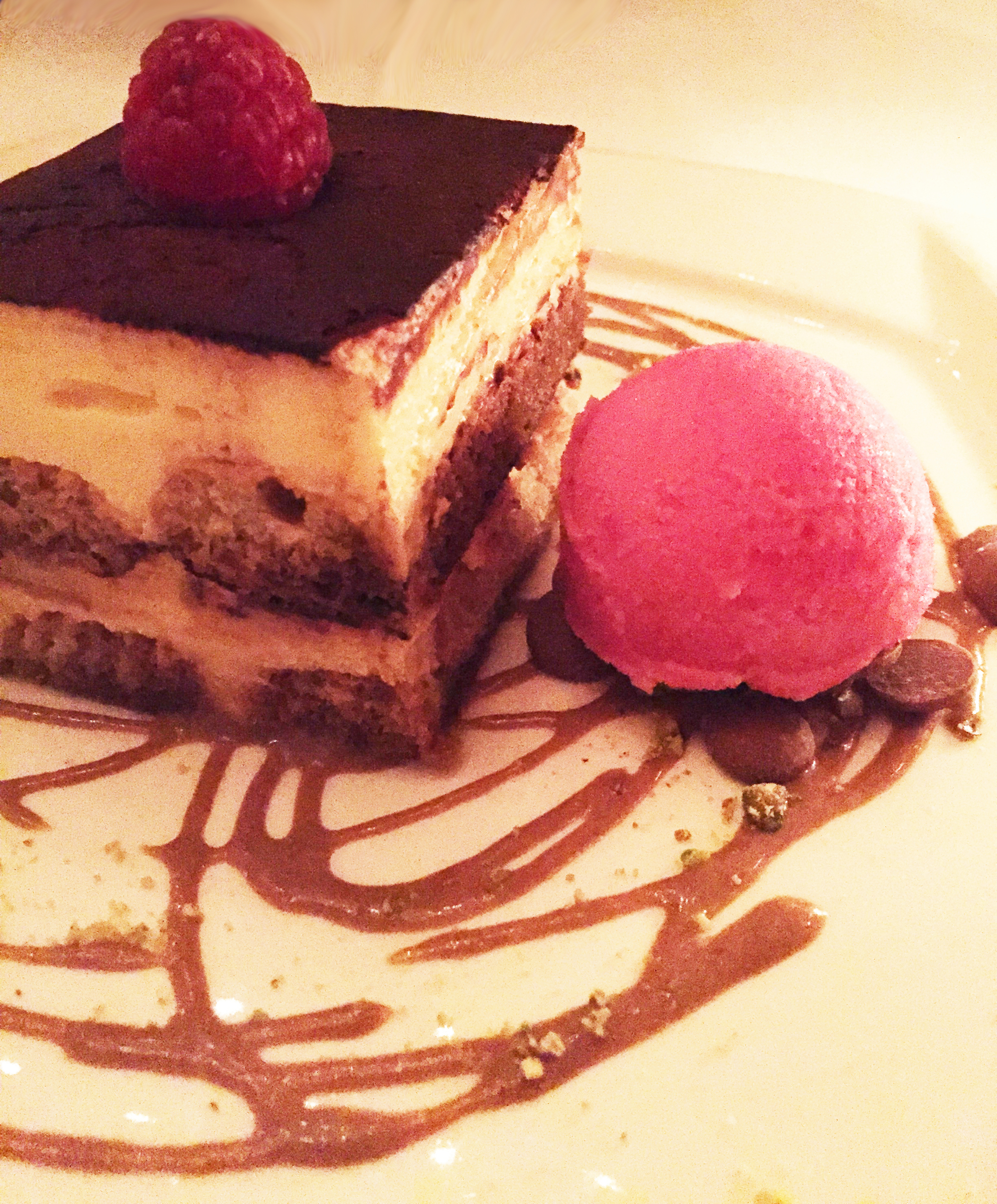 Classic and airy Tiramisu with Dulce de Leche and Prickly Pear Sorbetti