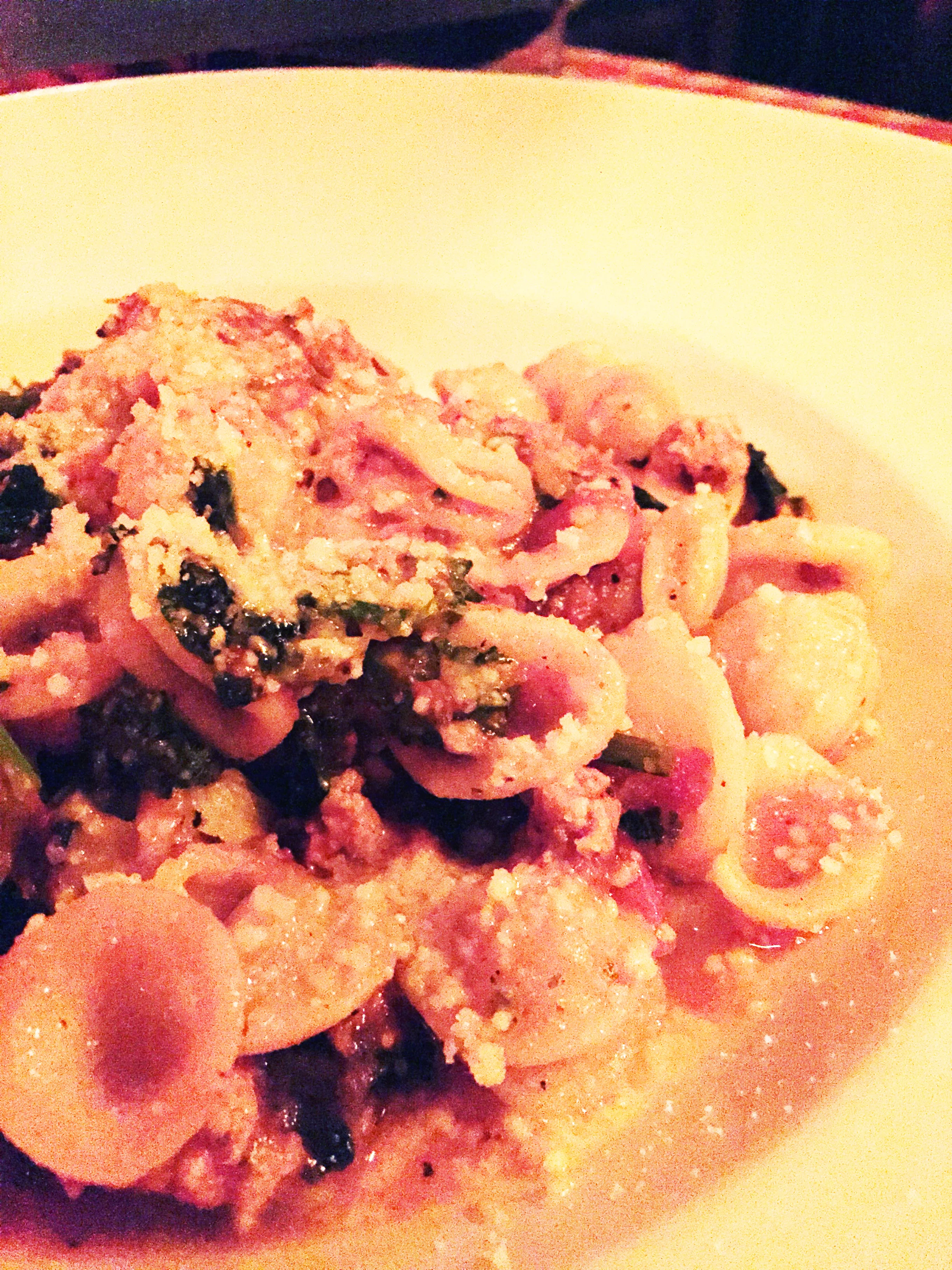 Orecchiette with Broccoli Rabe, house-made turkey sausage with spicy marinara and parmigiano.