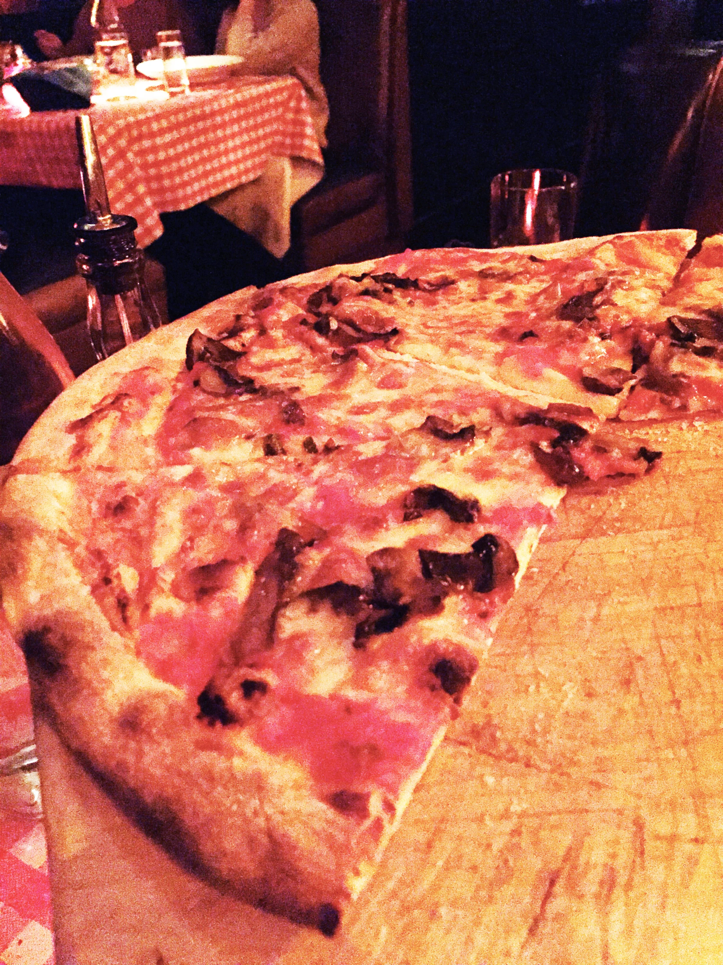 Funghi Pizza with San Marzano tomato sauce, mozzarella, and seasonal mushrooms.