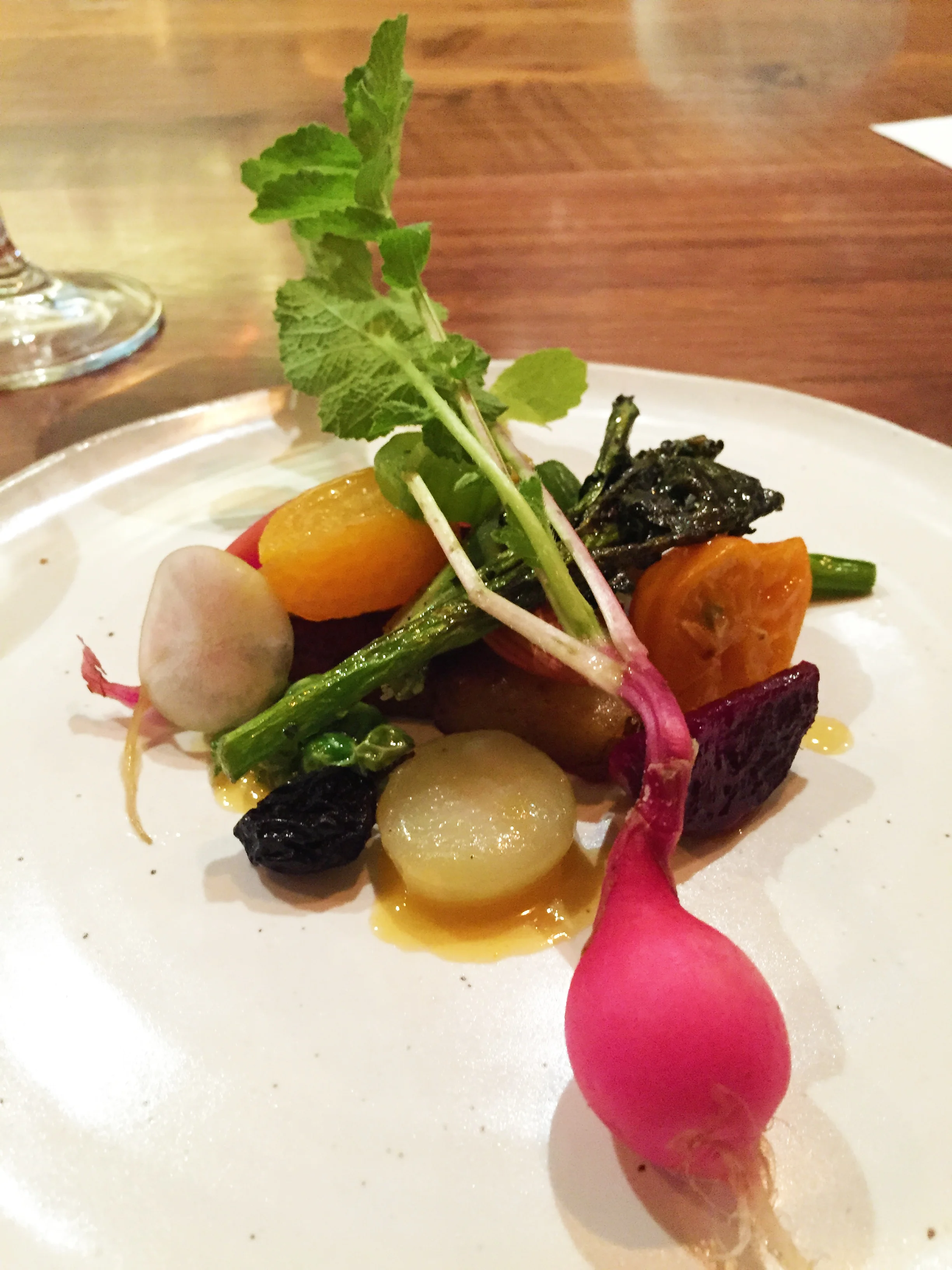 "Vegetable and Fruit" Plate with Potato, Broccoli, Corn, Cauliflower Marrow, Beet, Celery, Celtuce, Calamantsi, Pickled Onion, Persimmon, Carrot, Tangerine, Cucumber, Peas, Grape, and more...