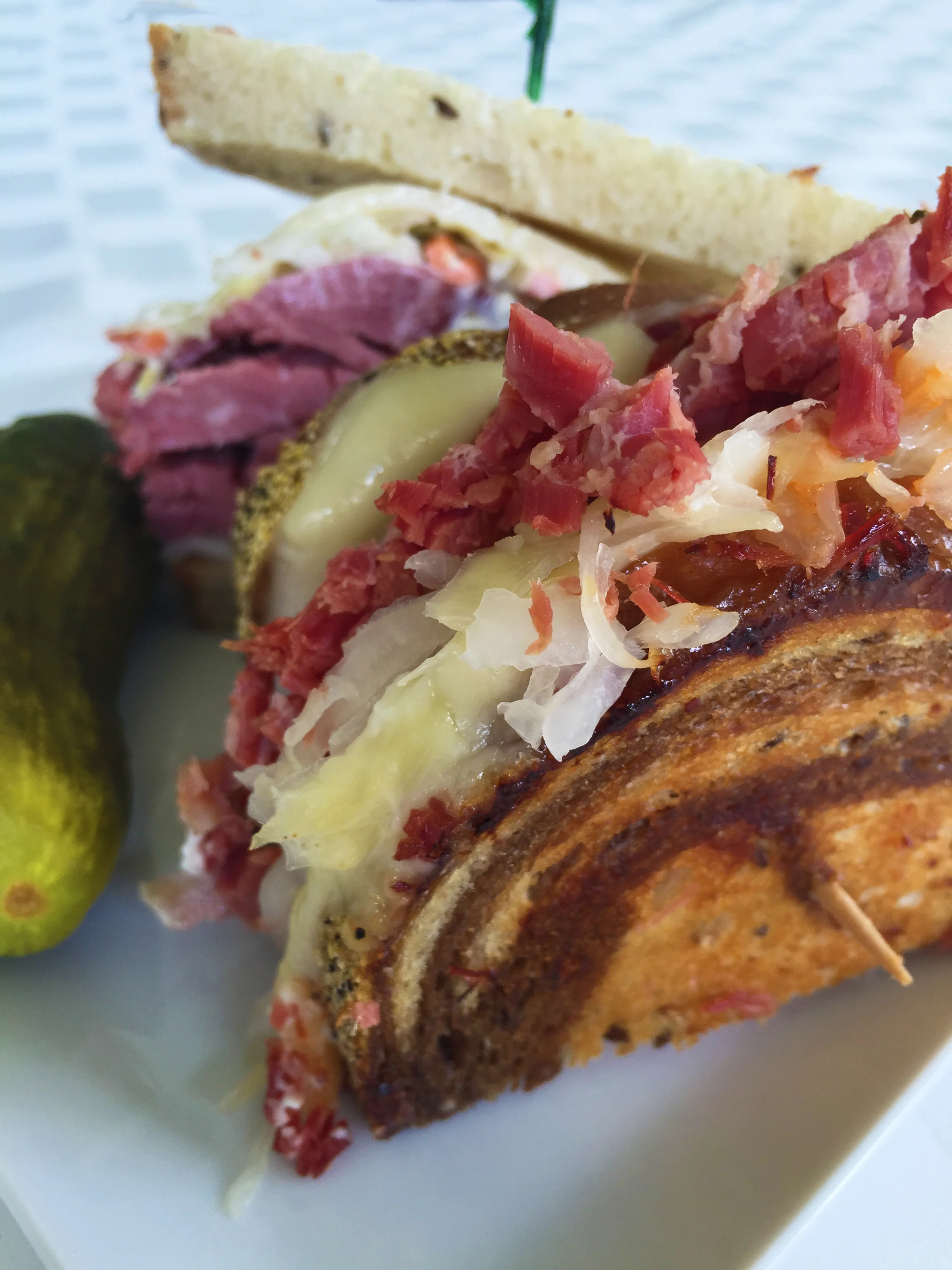 The best of both worlds - cold and warm corned beef sandwiches!