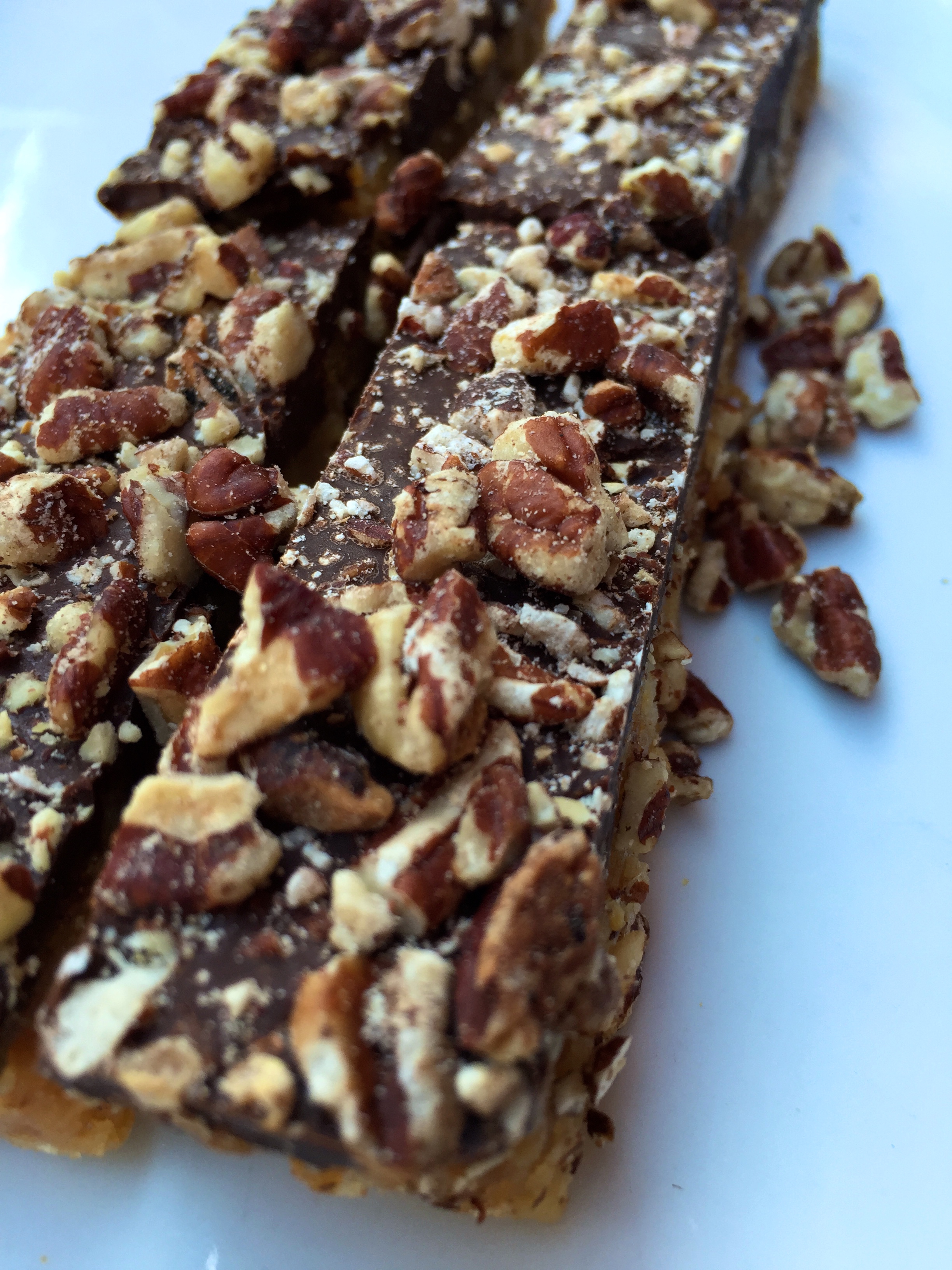 Ritz Crack Candy Bar with chocolate and pecans.