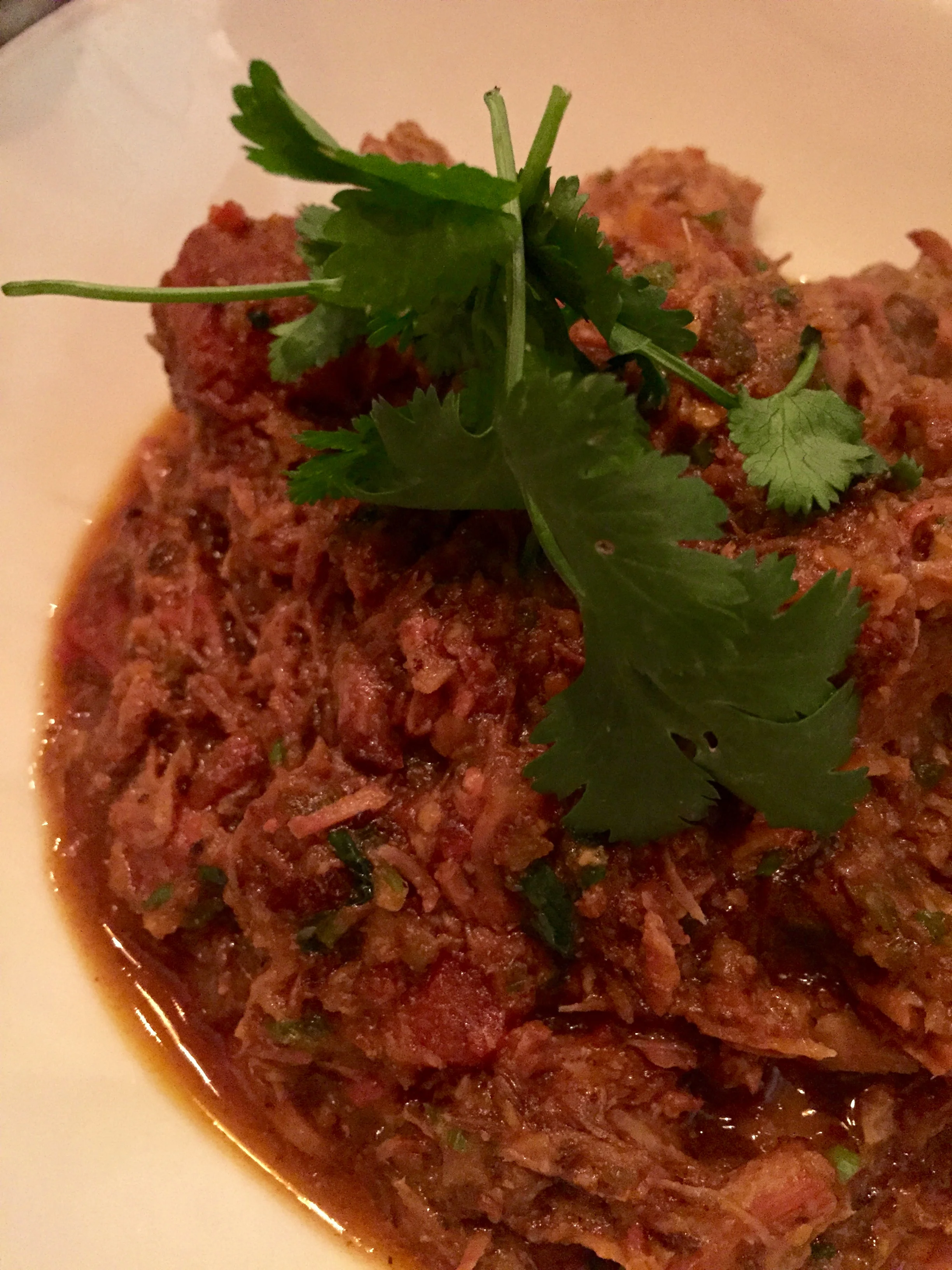 Punjabi pulled pork confit.