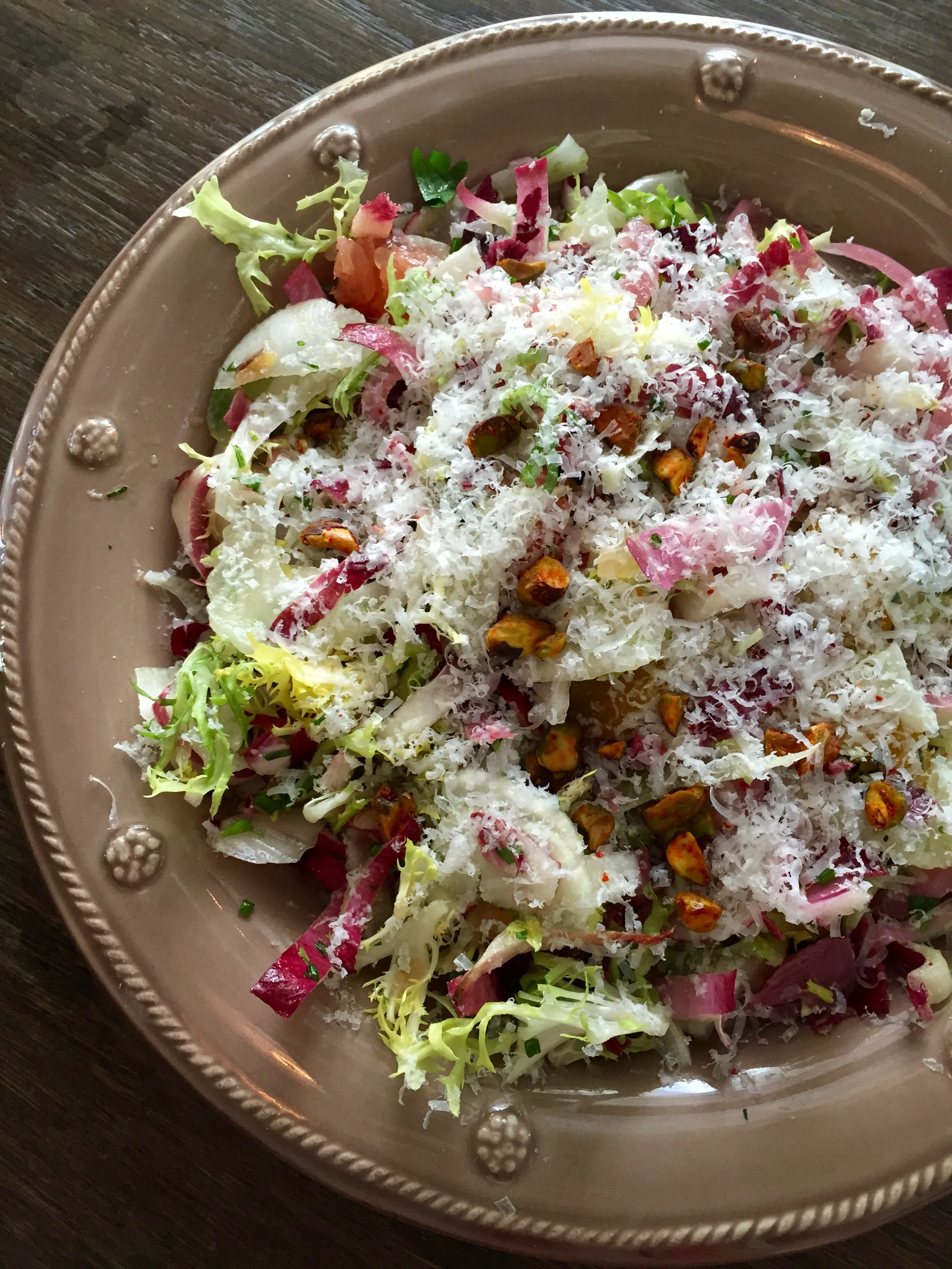 Fennel and Citrus Salad with toasted pistachios and Manchego cheese.