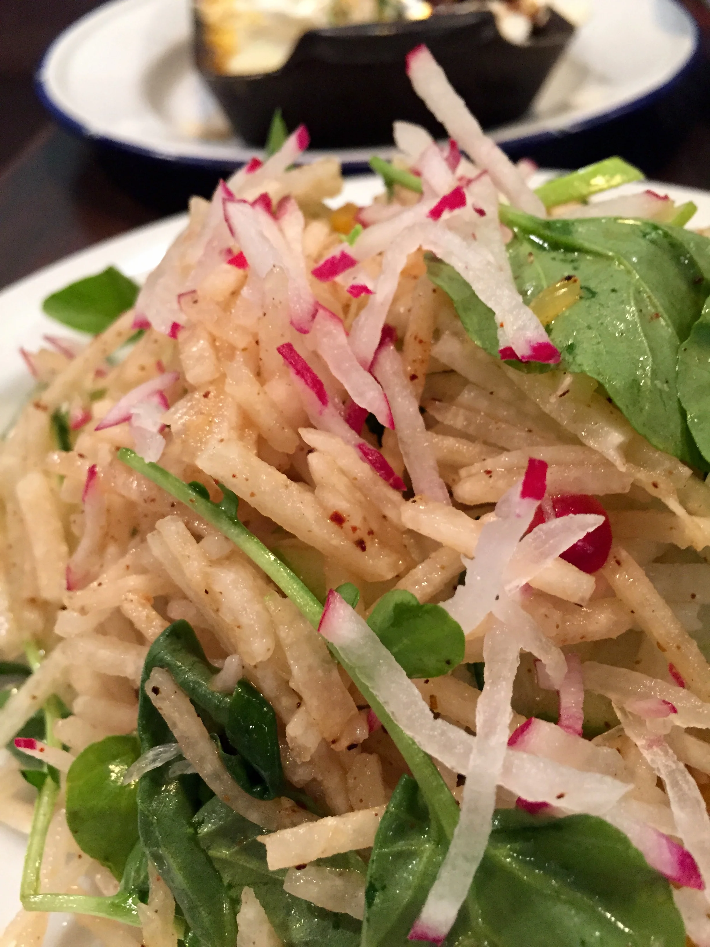 Jicama Salad with radish, pomegranate, cucumber, and p.g. spice.