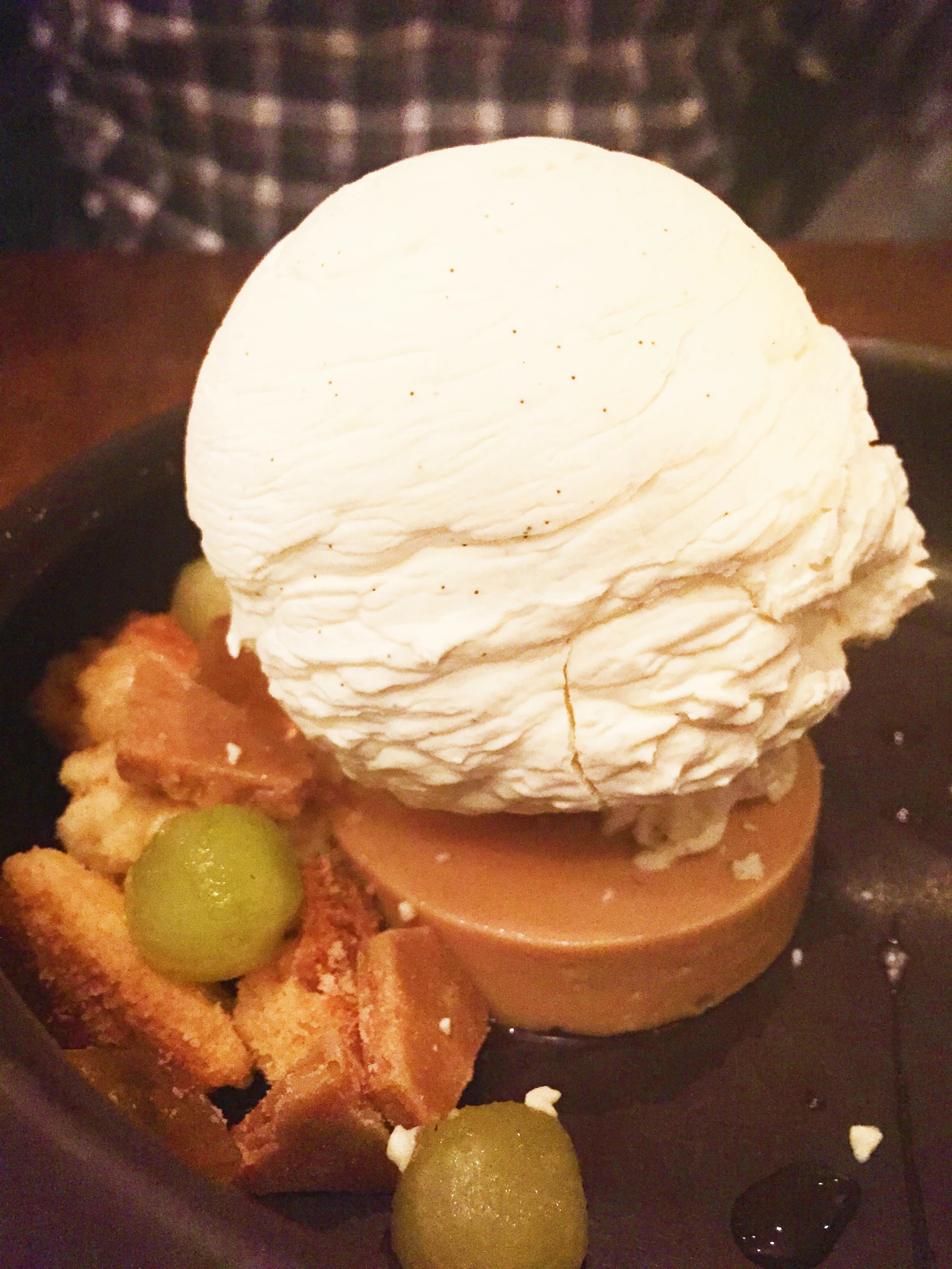 apple , caramel, shortbread, burnt wood semifreddo