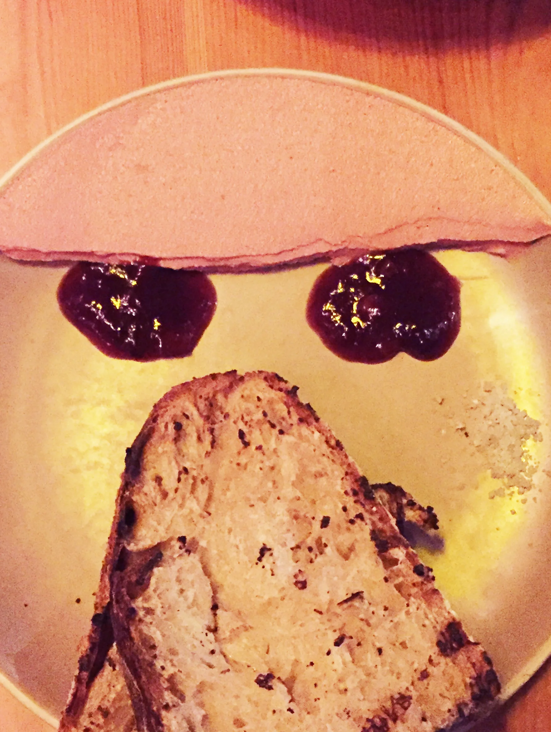Chicken Liver Crostone with black plum mustard.